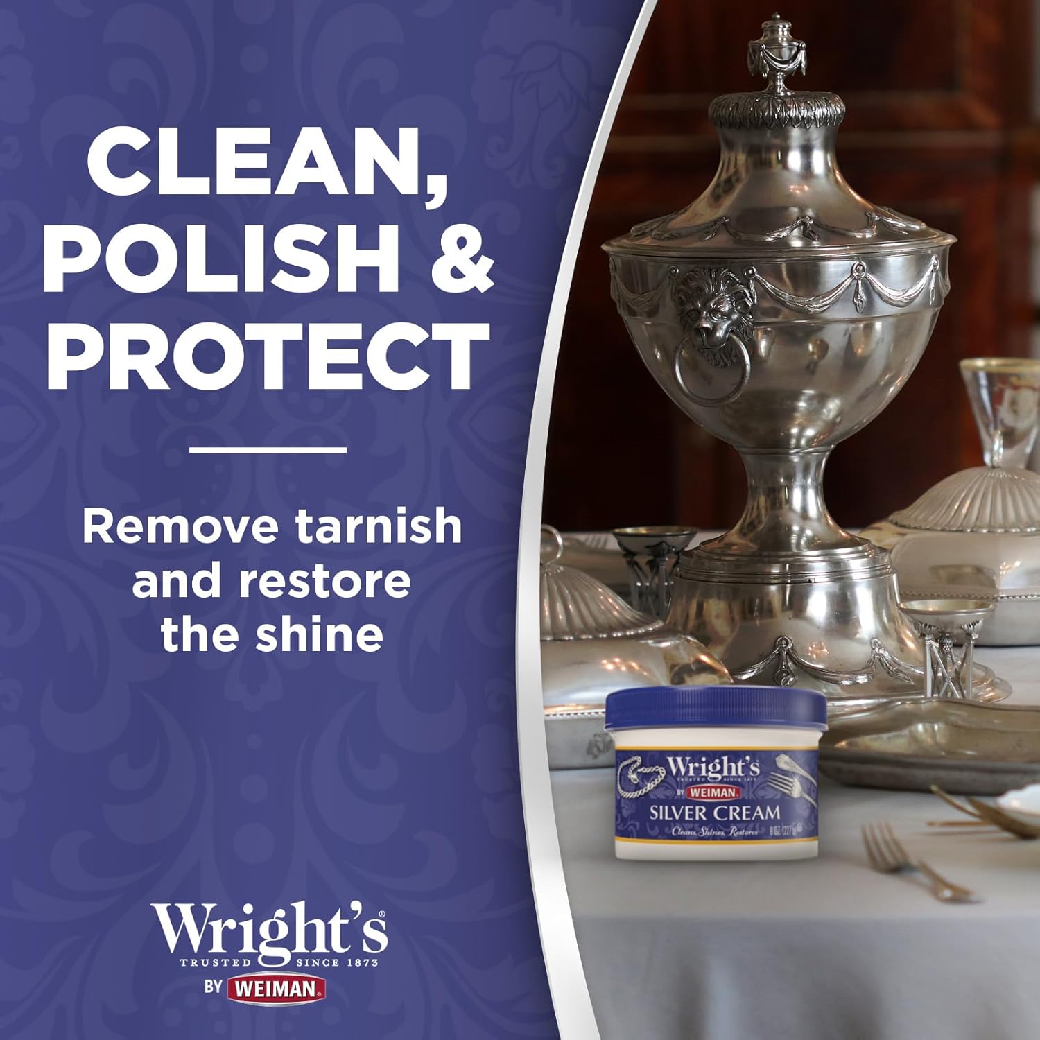Wright's by Weiman Silver Cleaner and Polish Cream with Polishing