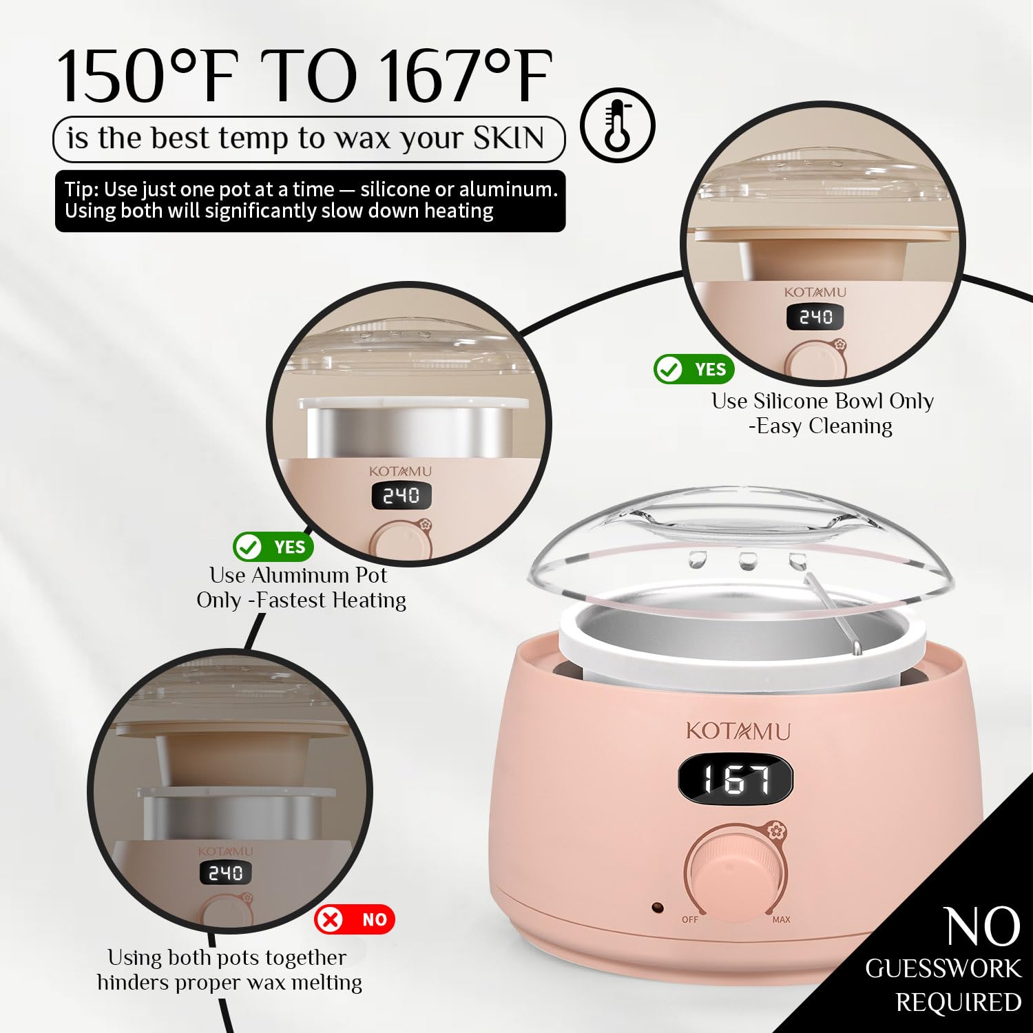 KOTAMU Wax Kit Pink Digital Hair Removal Waxing Kit