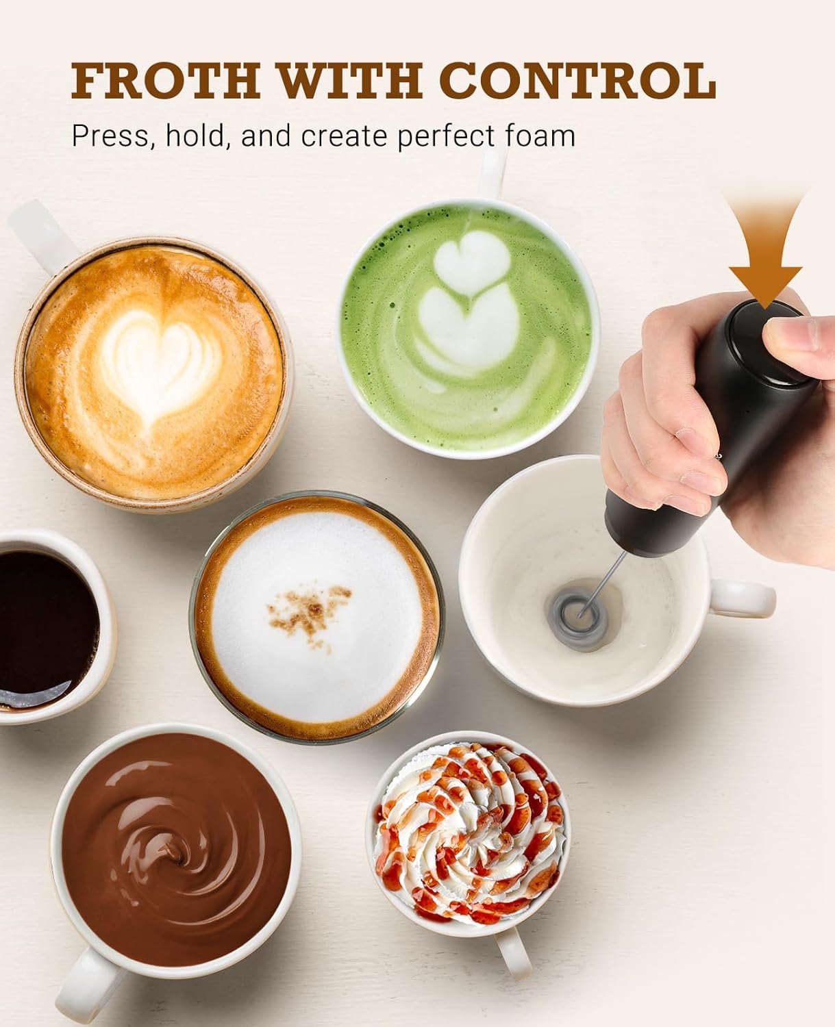SIMPLETaste Rechargeable Milk Frother Wand Handheld