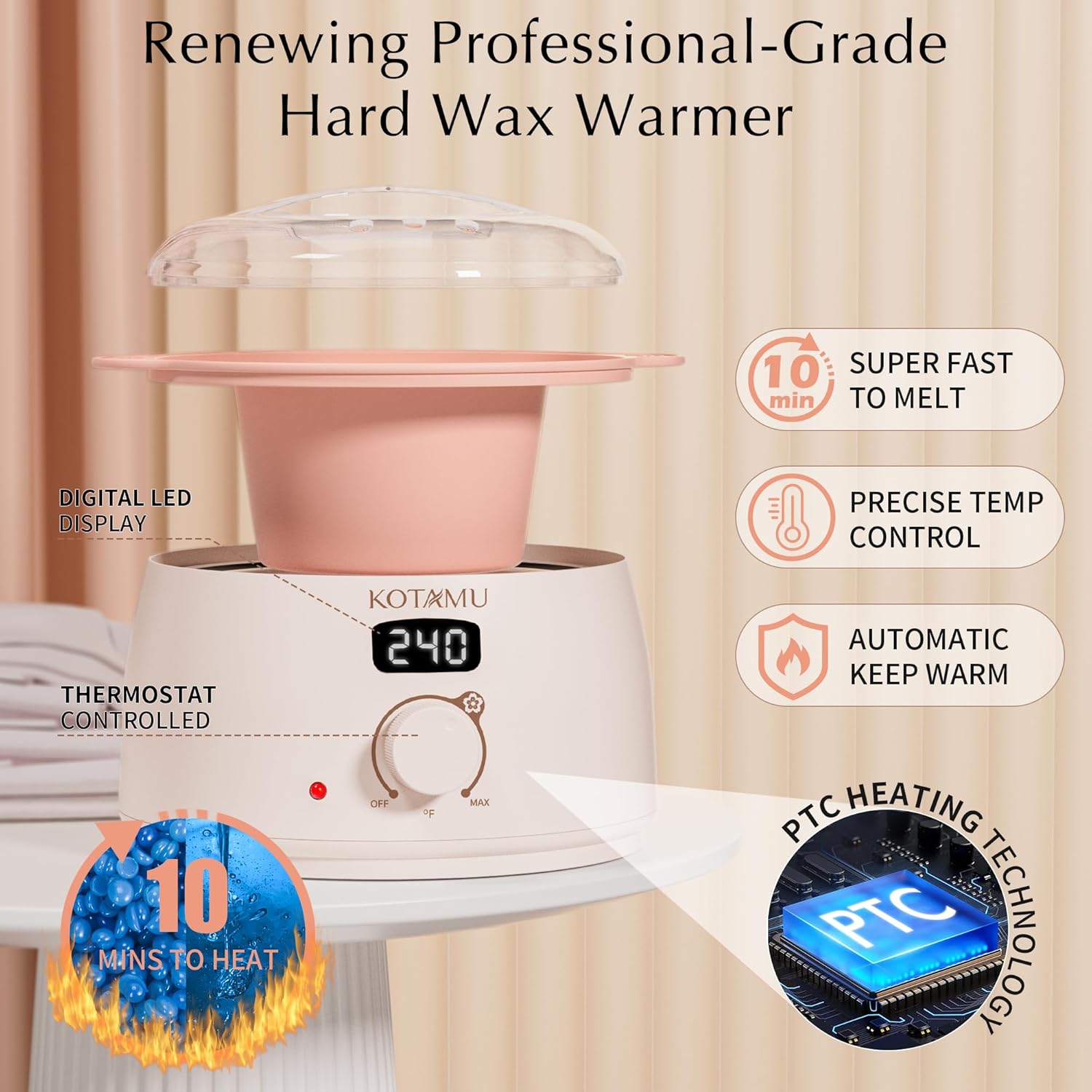 KOTAMU Wax Kit Pink Digital Hair Removal Waxing Kit