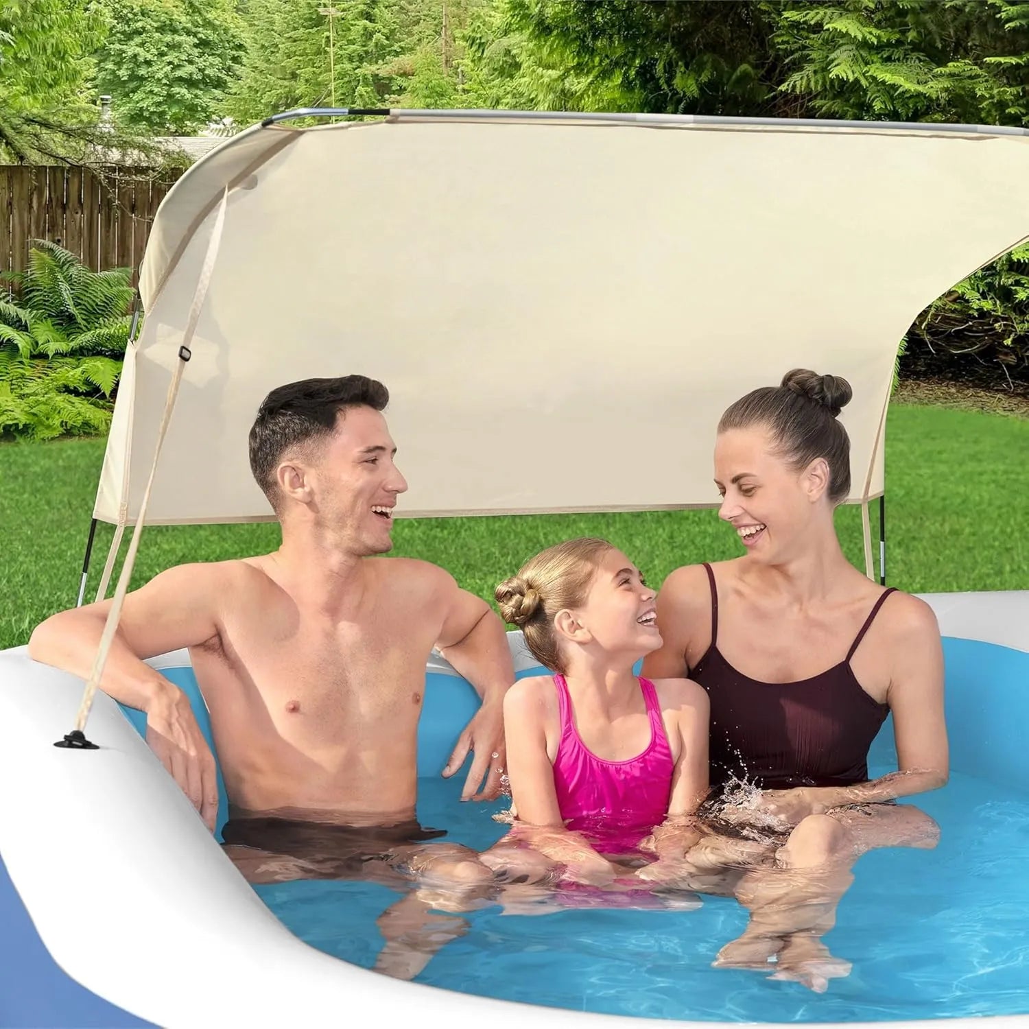 H2OGO! 8 Foot 4 Inch x 70 Inch Summer Bliss Shaded Inflatable Family Pool for Kids