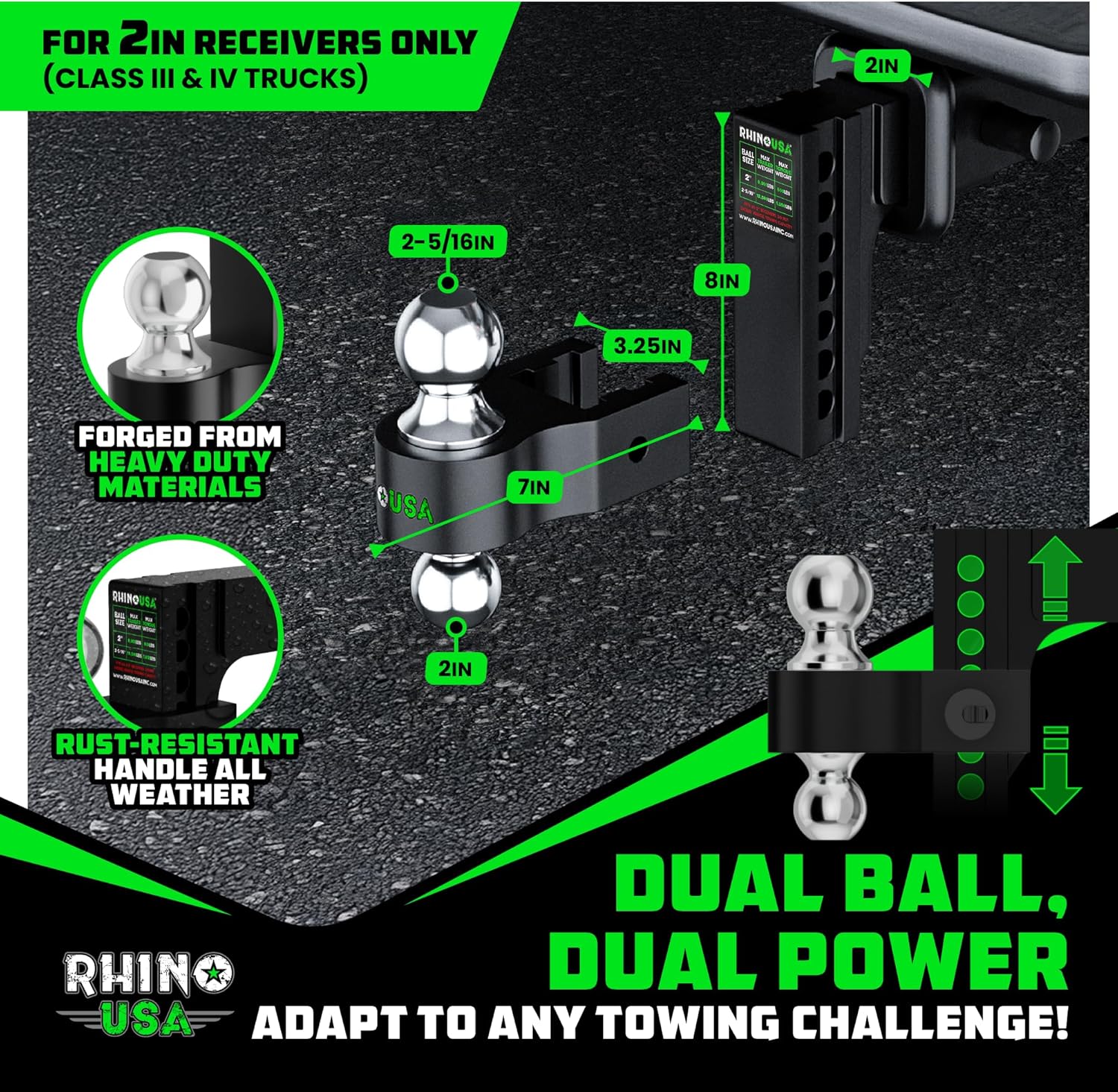 Rhino USA Adjustable Trailer Hitch