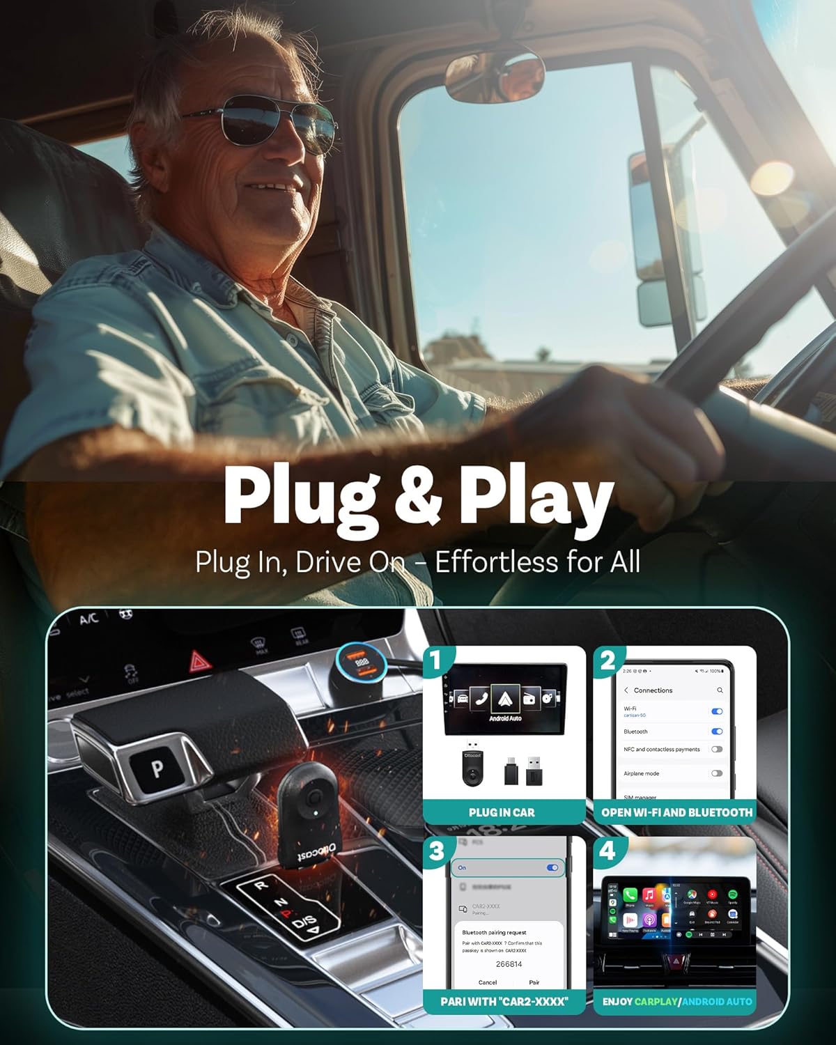 OTTOCAST Mini 2025 2-in-1 Wireless CarPlay