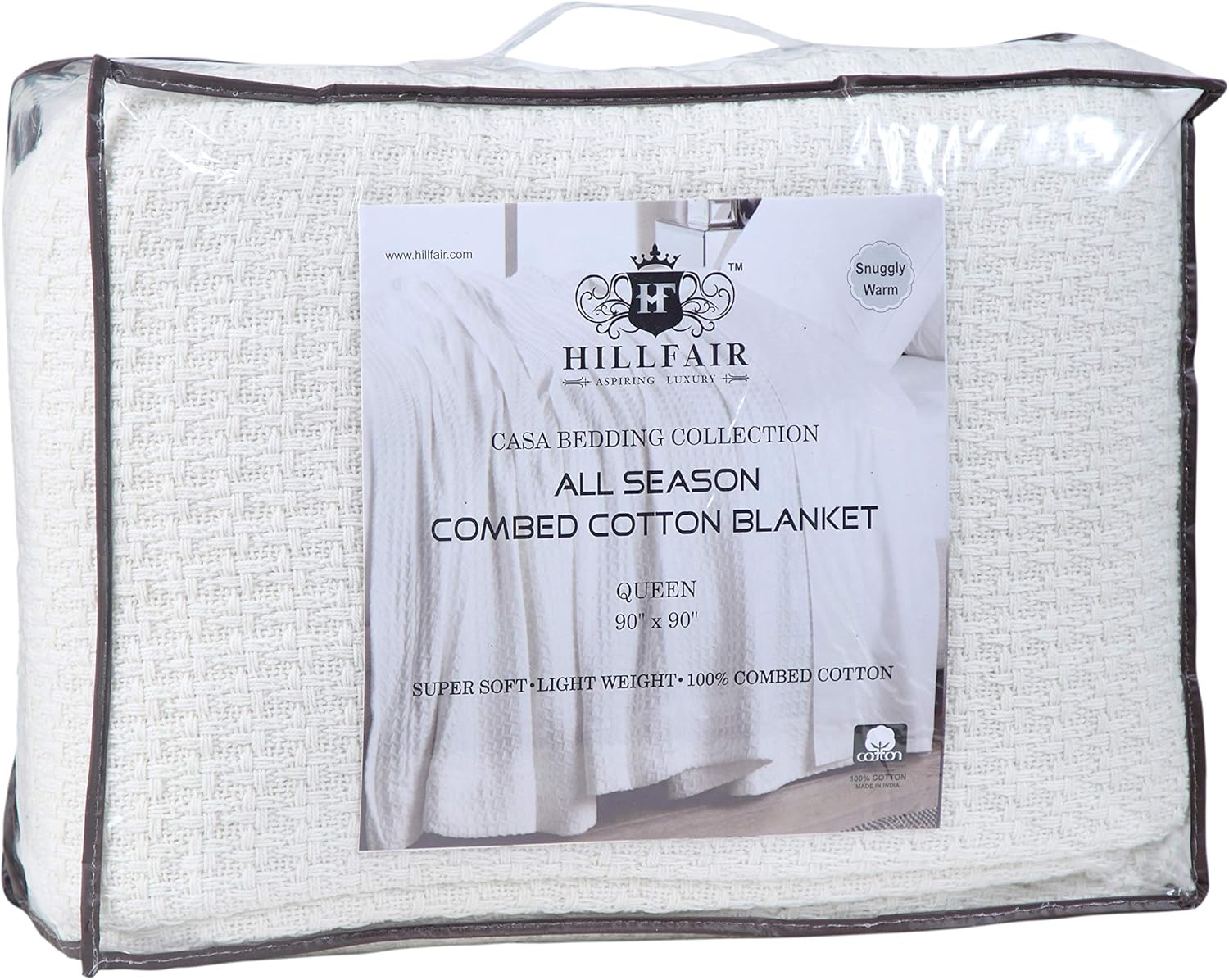 HILLFAIR 100% Combed Cotton Blanket– Queen Bed Blanket