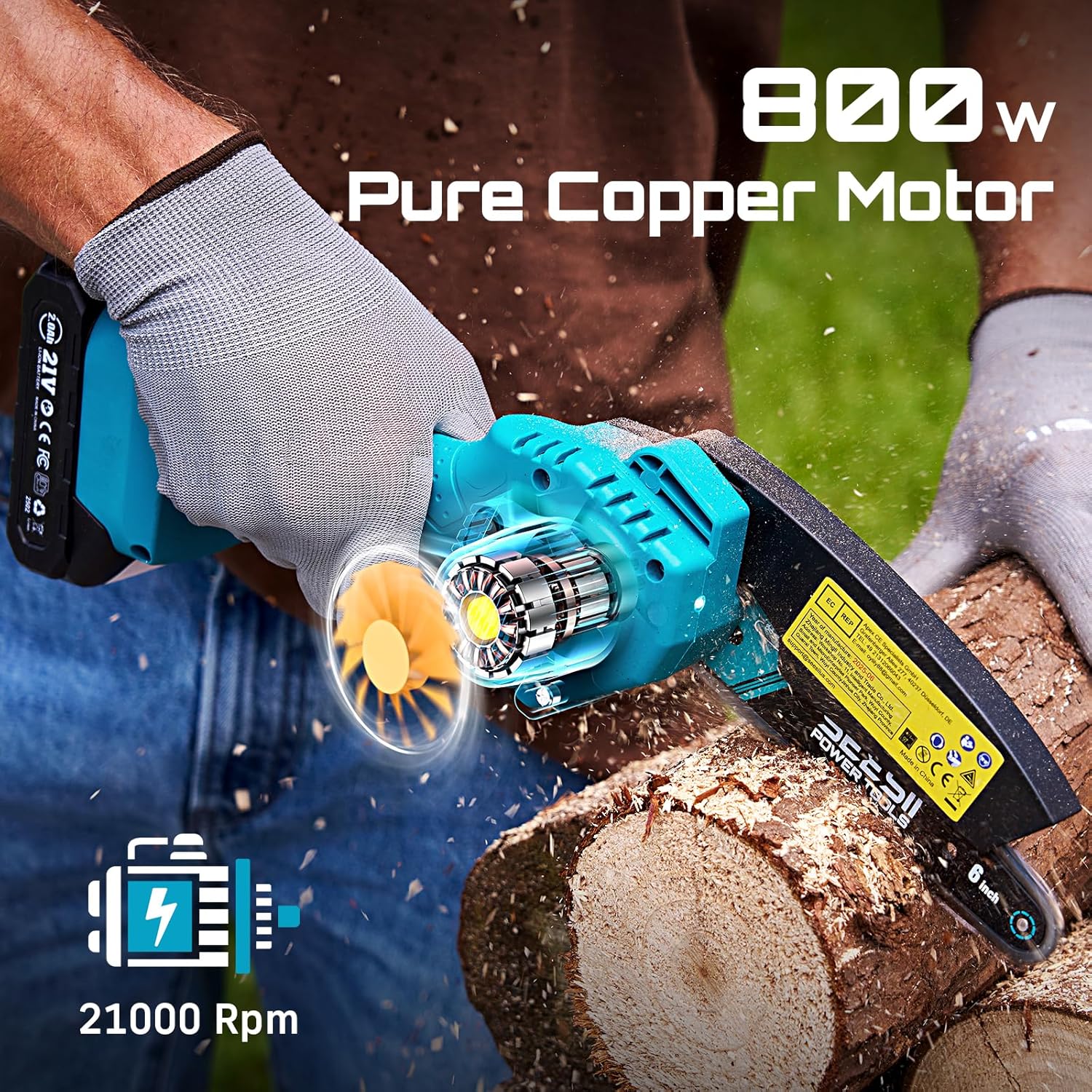 Seesii Mini Chainsaw, 6-inch Mini Chainsaw Cordless