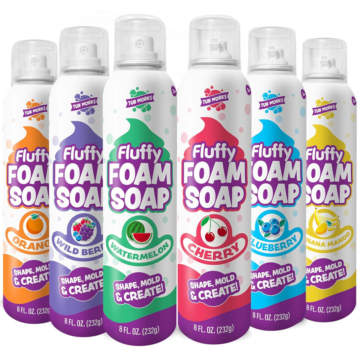 Tub Works® Fluffy Foam Soap, Variety 6 Pack