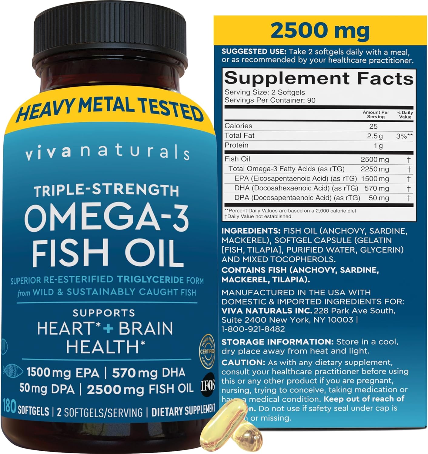 Triple Strength Omega 3 Fish Oil Supplement