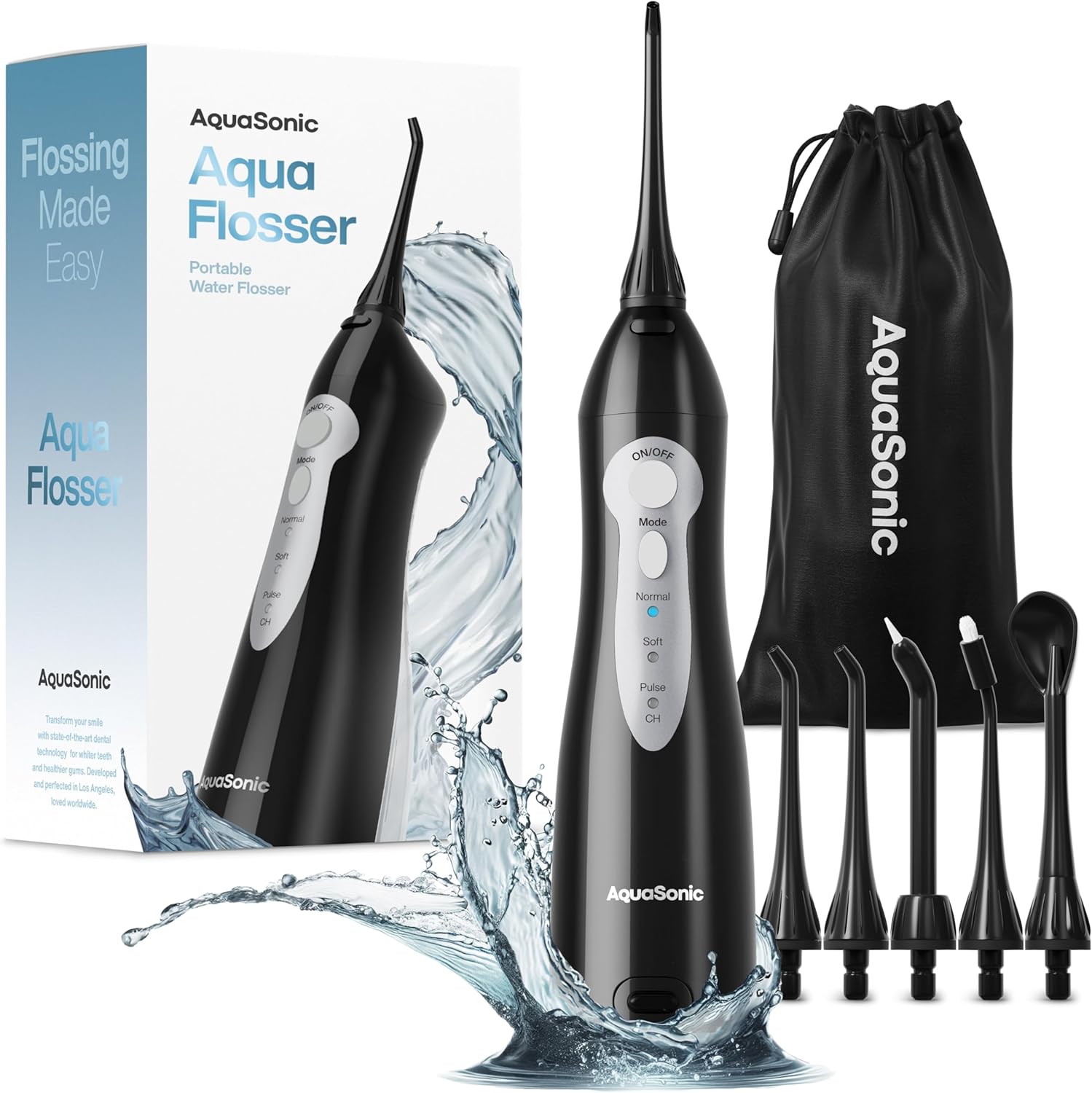 AquaSonic Aqua Flosser - Cordless Rechargeable Water Flosser for Teeth