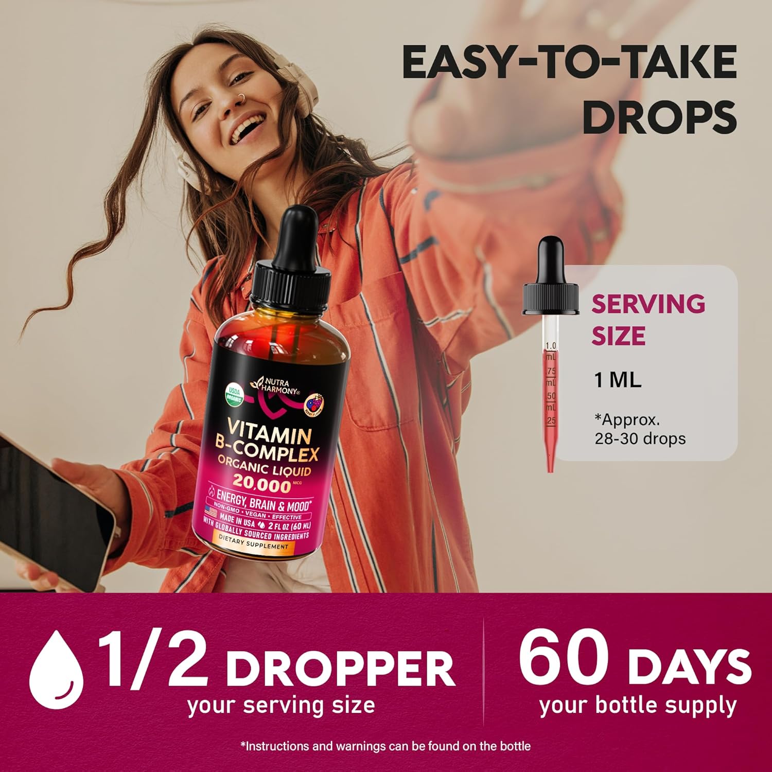 USDA Organic Vitamin B-Complex B5 Pantothenic Acid