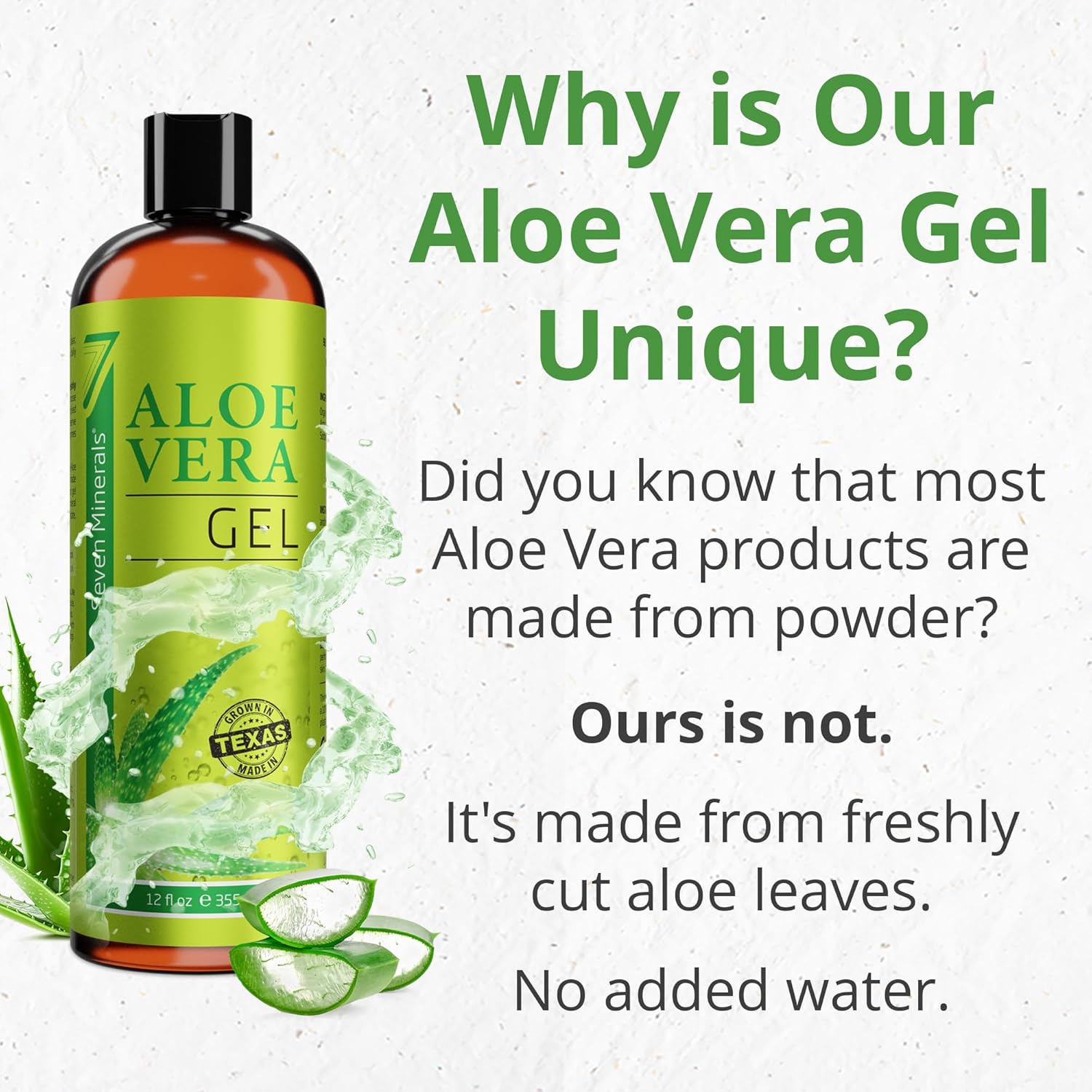 Seven Minerals Organic Aloe Vera Gel from freshly cut 100% Pure Aloe