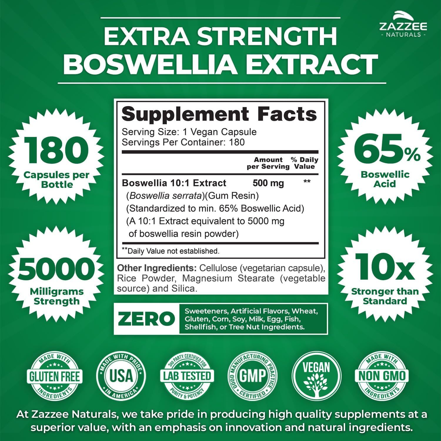 Zazzee Extra Strength Boswellia Serrata 10:1 Extract