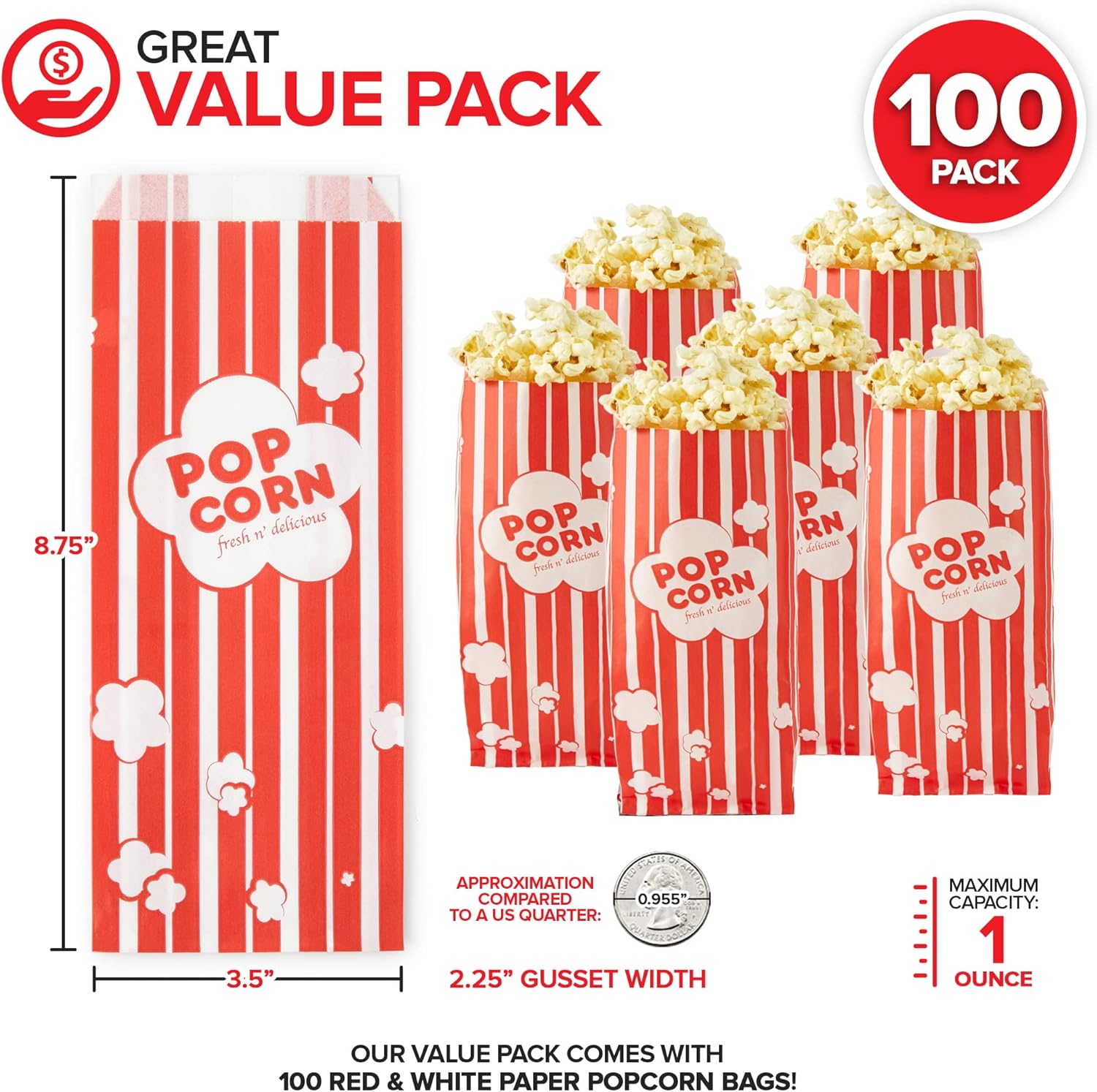 1 oz Paper Popcorn Bags Bulk