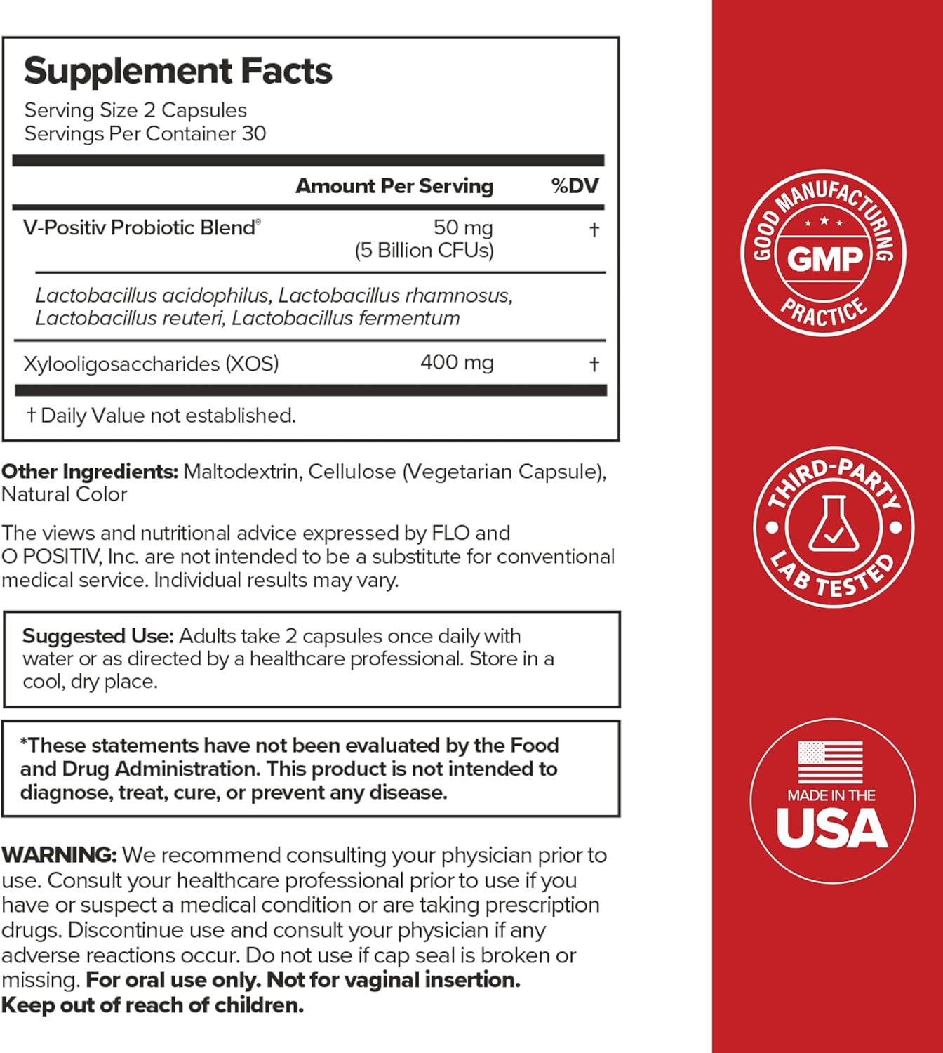 O Positiv URO Vaginal Probiotics