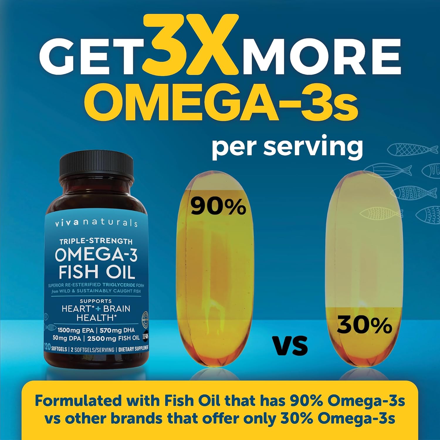 Viva Naturals Omega 3 Fish Oil Supplement for Women and Men