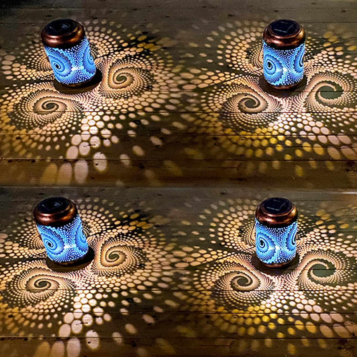 4 Pack Solar Lanterns Outdoor Hanging Metal Waterproof LED Lantern with Solar Powered