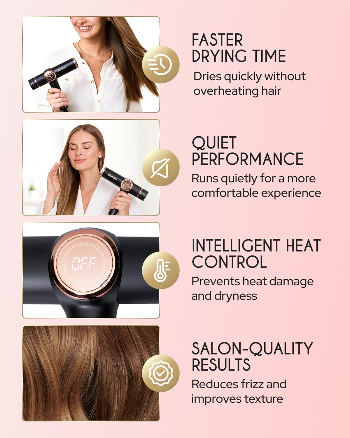 ELLA BELLA® Professional Ionic Hair Dryer with Diffuser