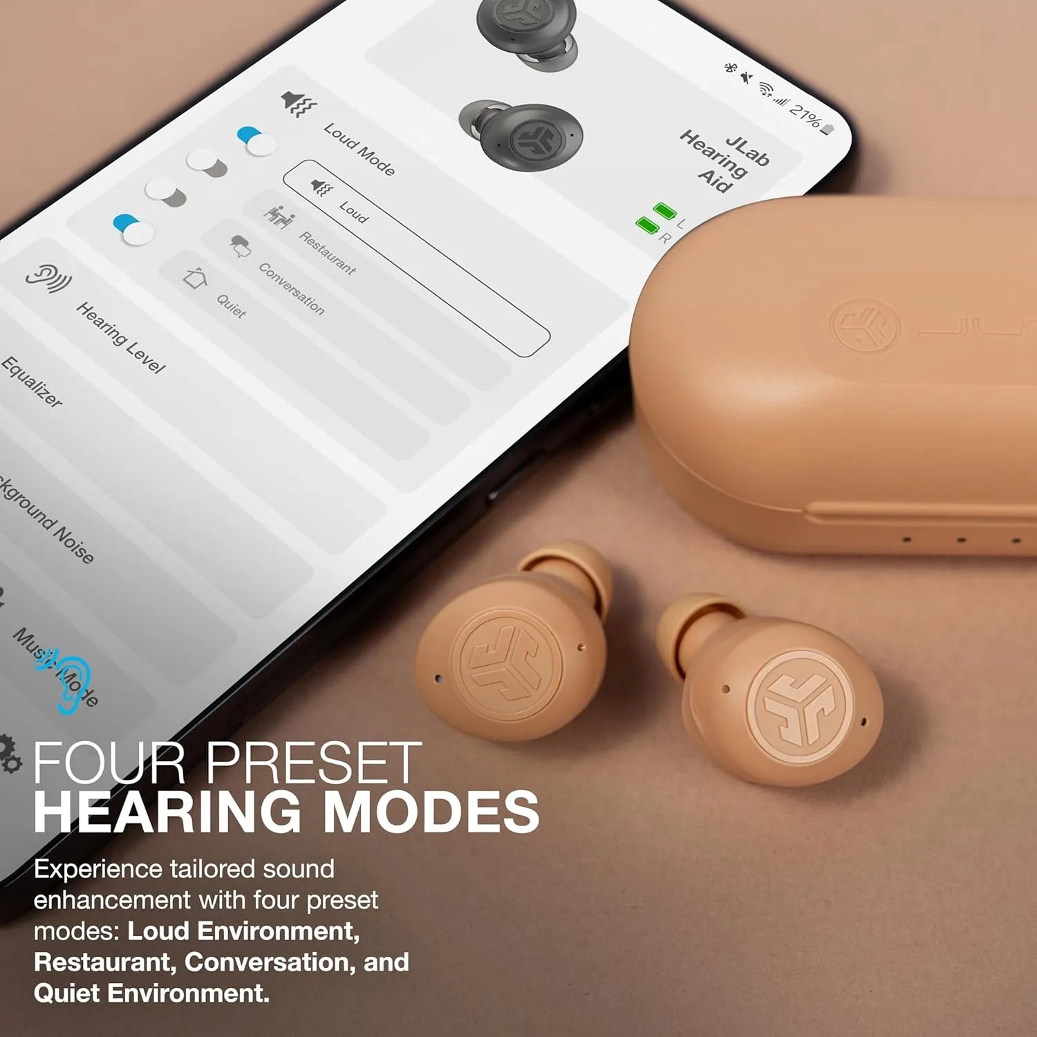JLab Hear OTC Hearing Aid & Earbuds
