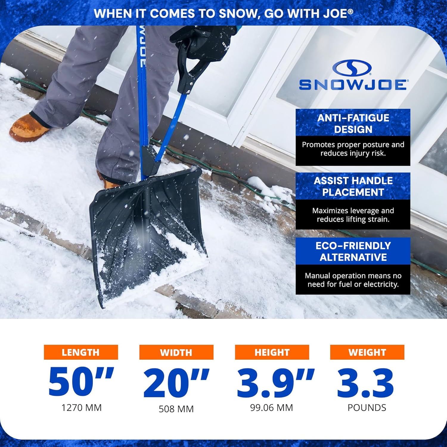Snow Joe SJ-SHLV20 Shovelution Snow Shovel with Spring-Assist Handle
