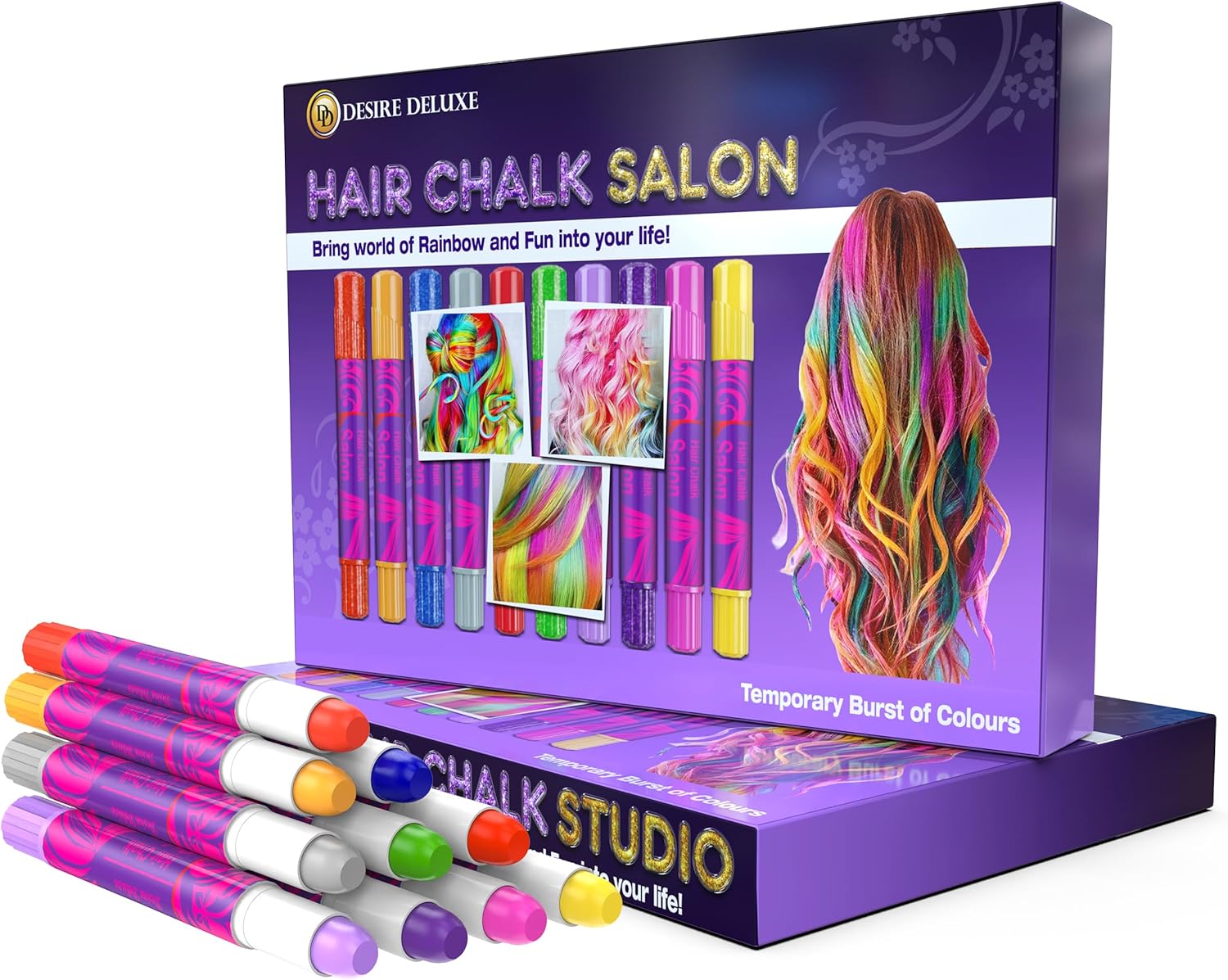 Desire Deluxe - Girls Gifts Hair Chalk 10 Temporary Non