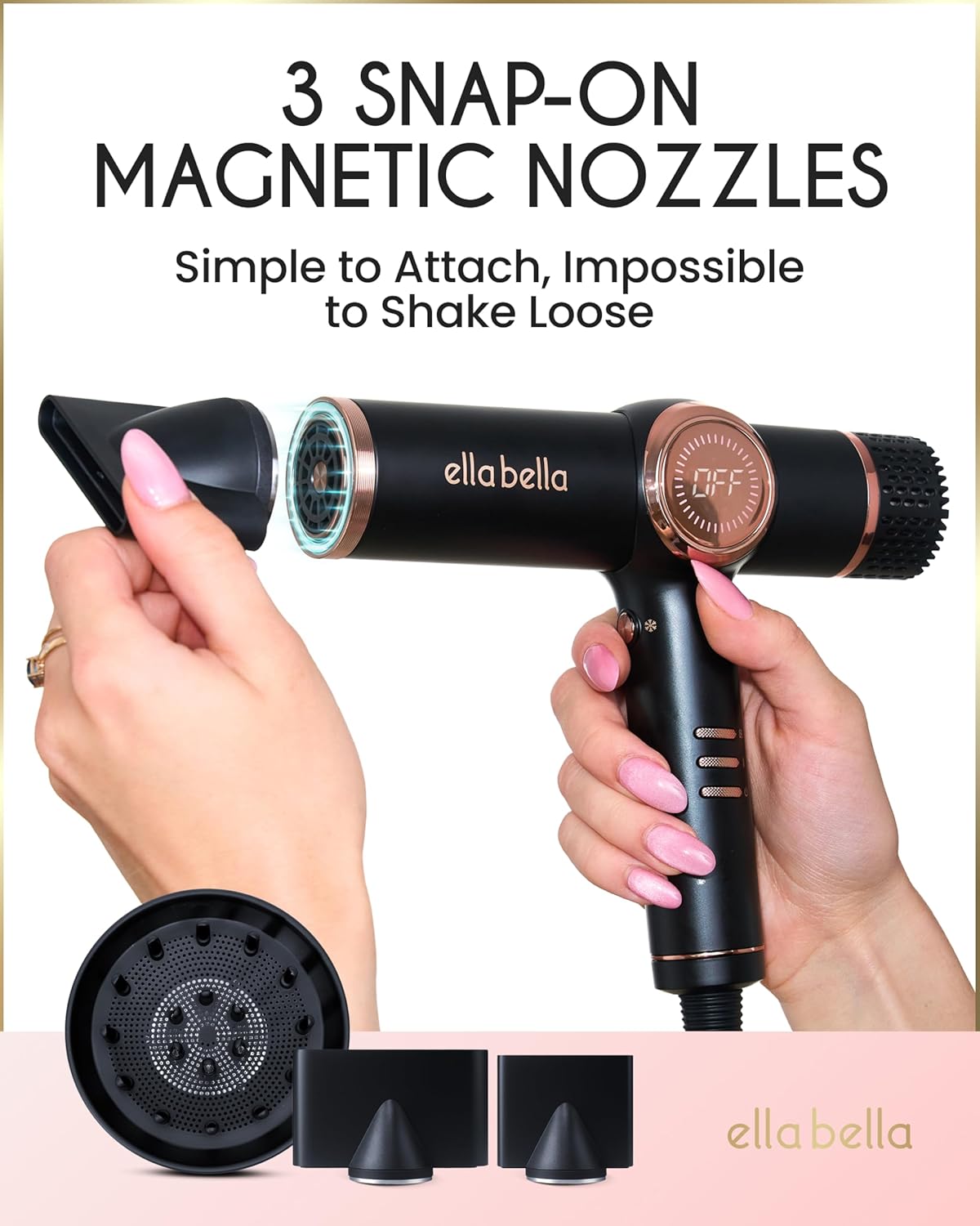 ELLA BELLA® Professional Ionic Hair Dryer with Diffuser