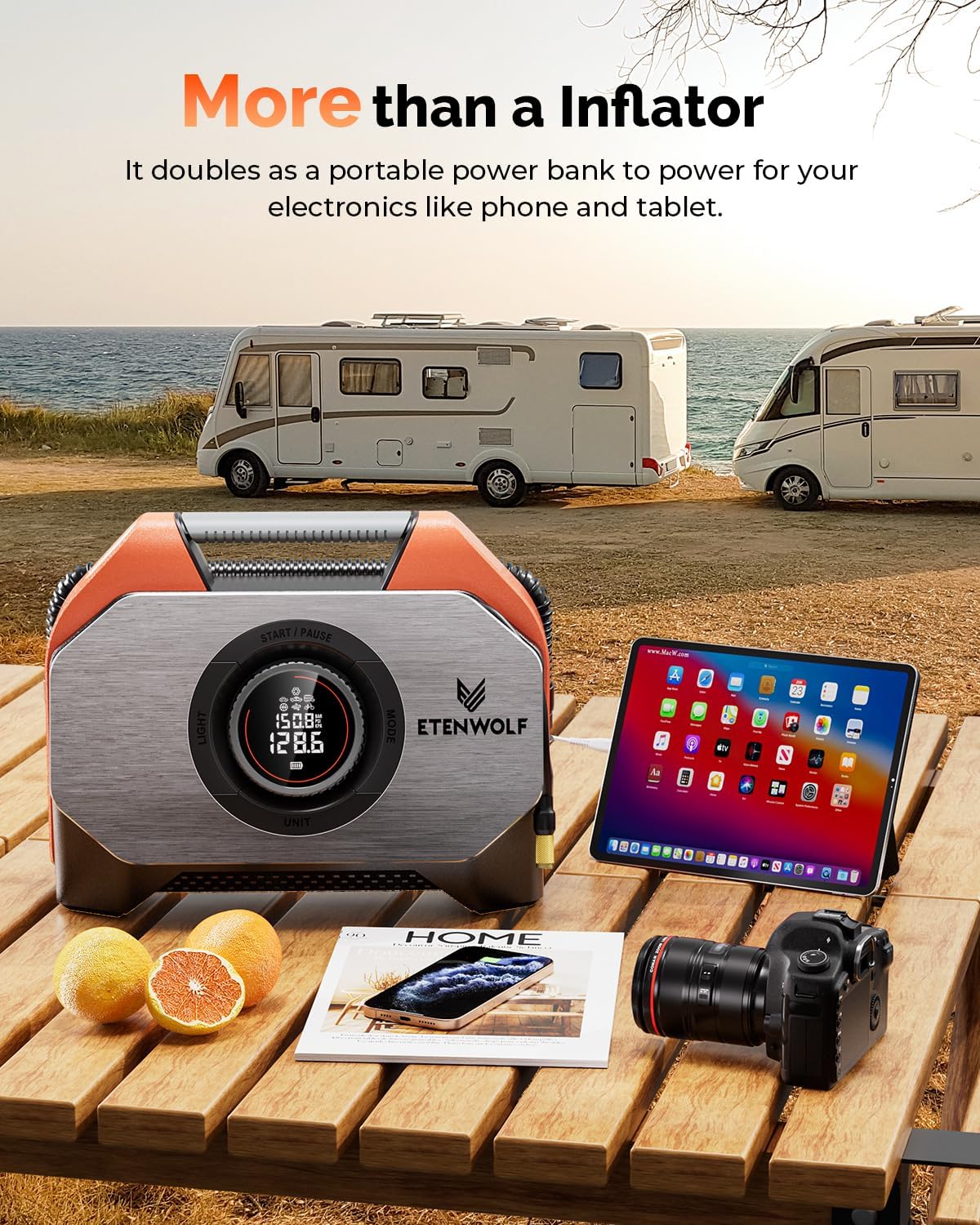 ETENWOLF VORTEX S6 Tire Inflator Portable Air Compressor