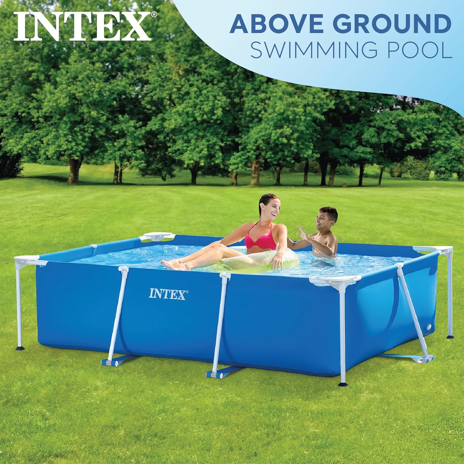 Intex Rectangular Frame Above Ground Outdoor Swimming Pool