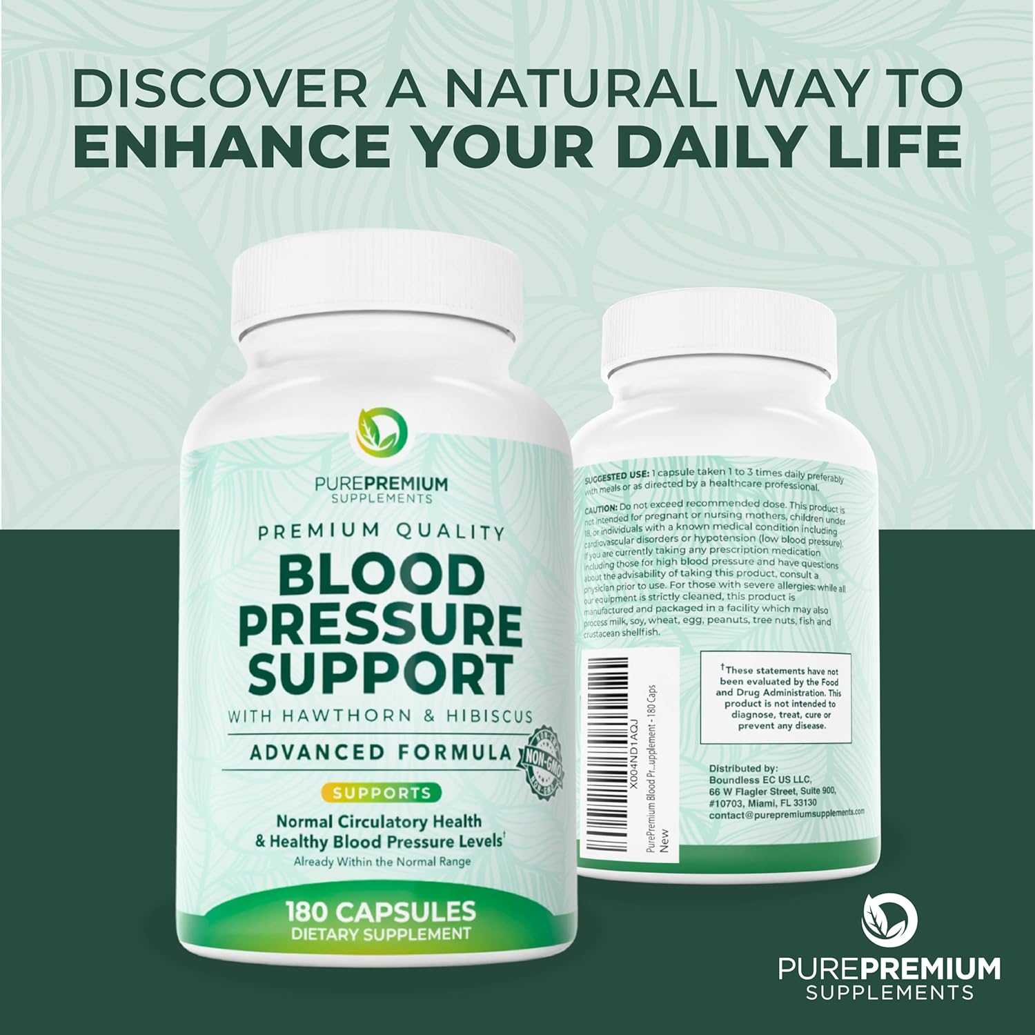 PurePremium Blood Pressure Supplements with Hawthorn Berry