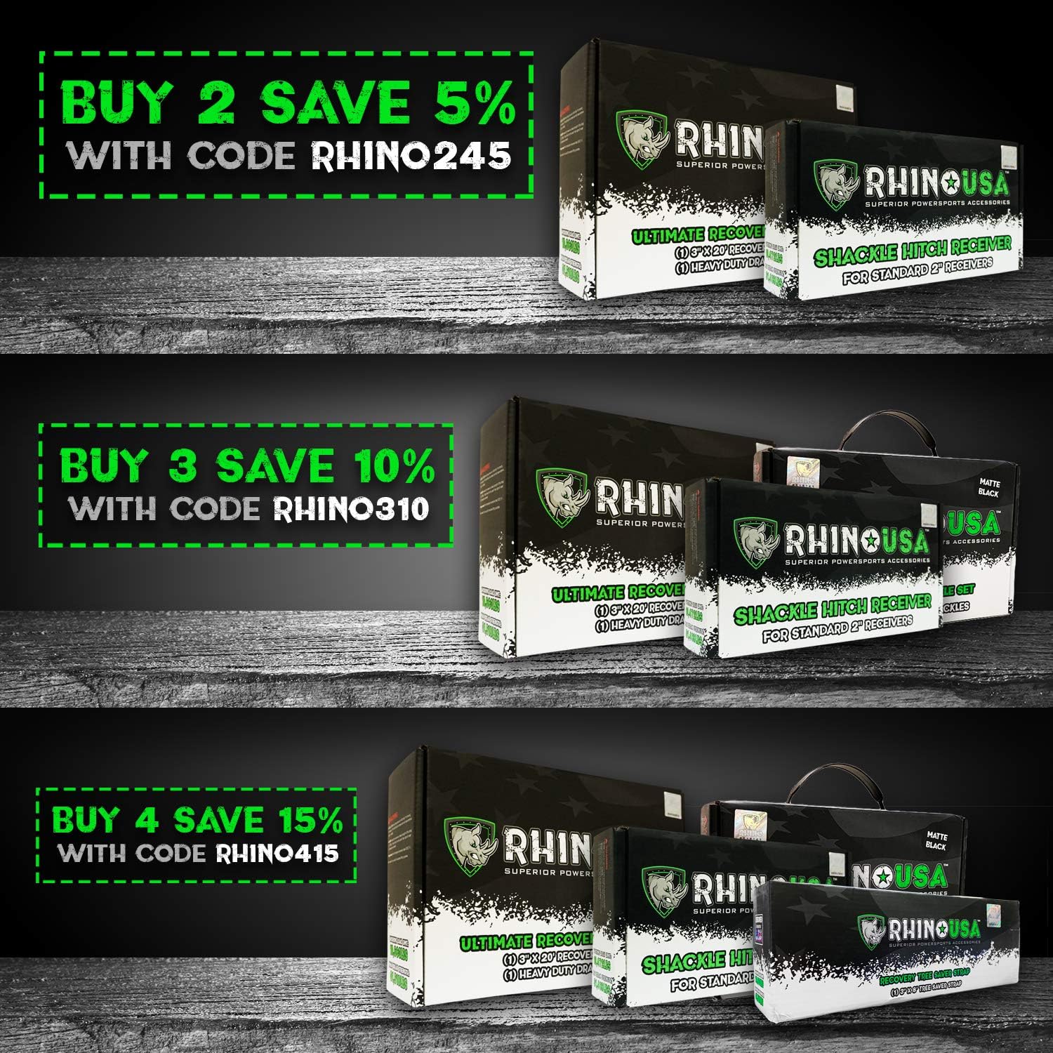 Rhino USA Recovery Tow Strap (4" x 30'')