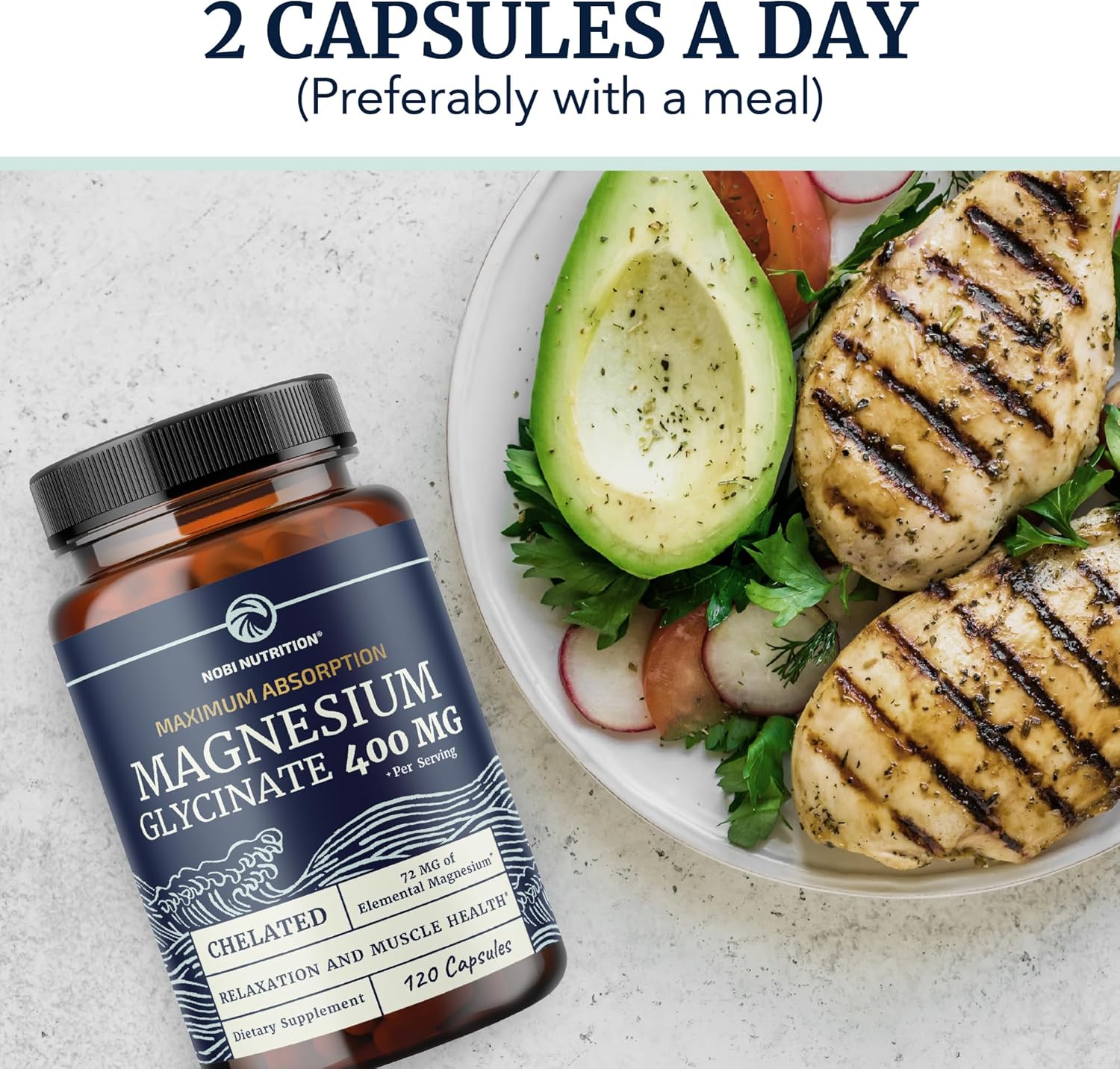 Magnesium Glycinate 400mg by Nobi Nutrition