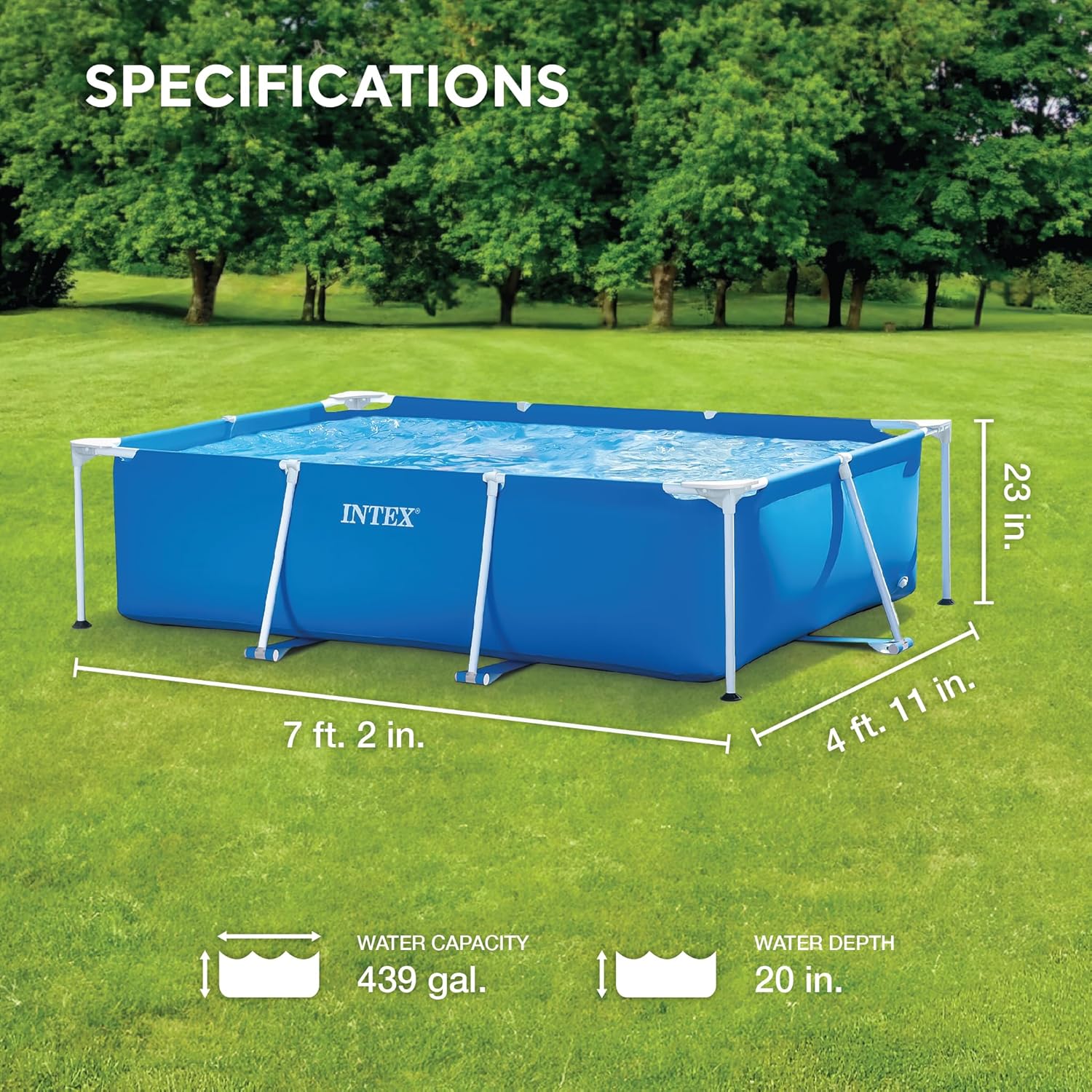 Intex Rectangular Frame Above Ground Outdoor Swimming Pool