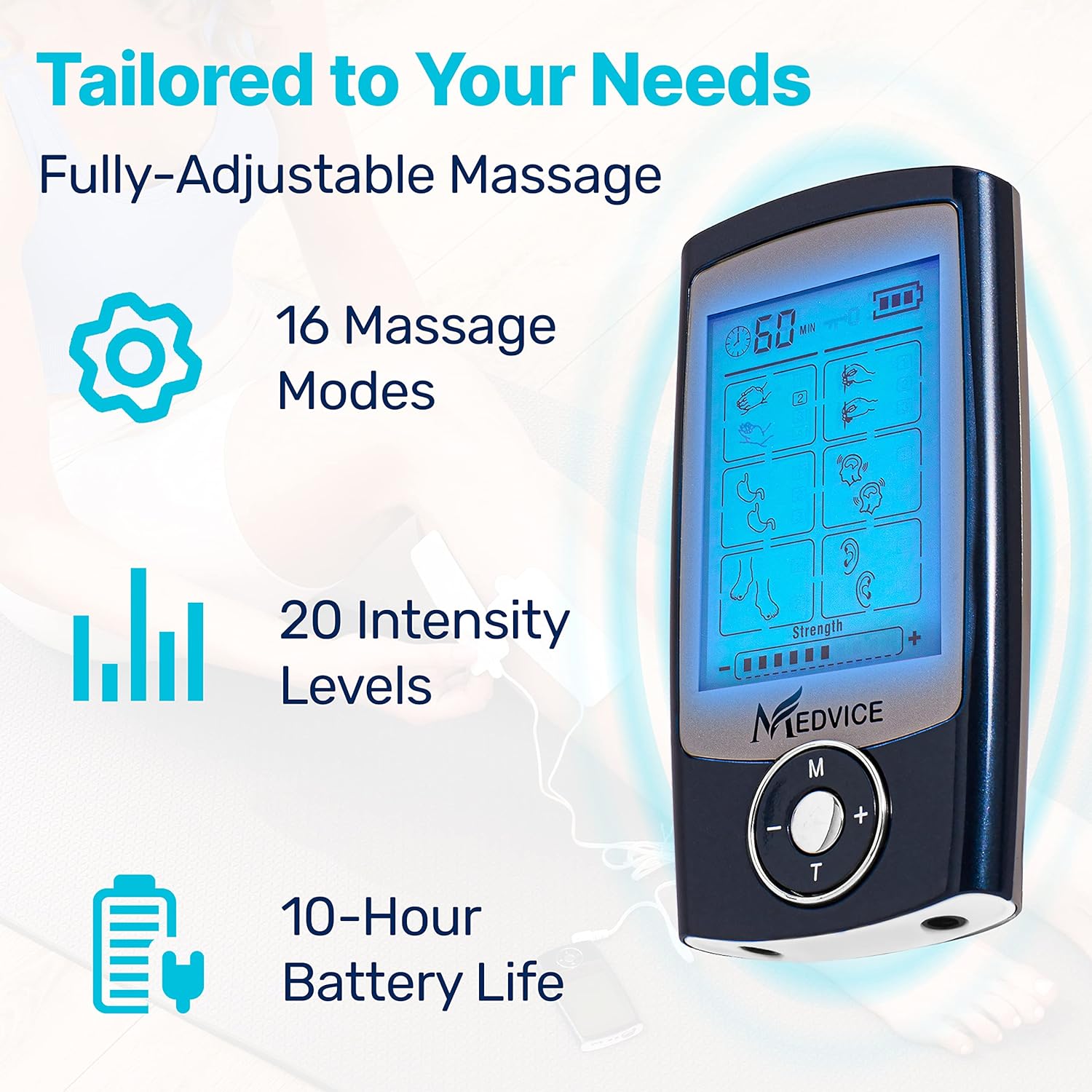 MEDVICE Rechargeable Tens Unit Muscle Stimulator