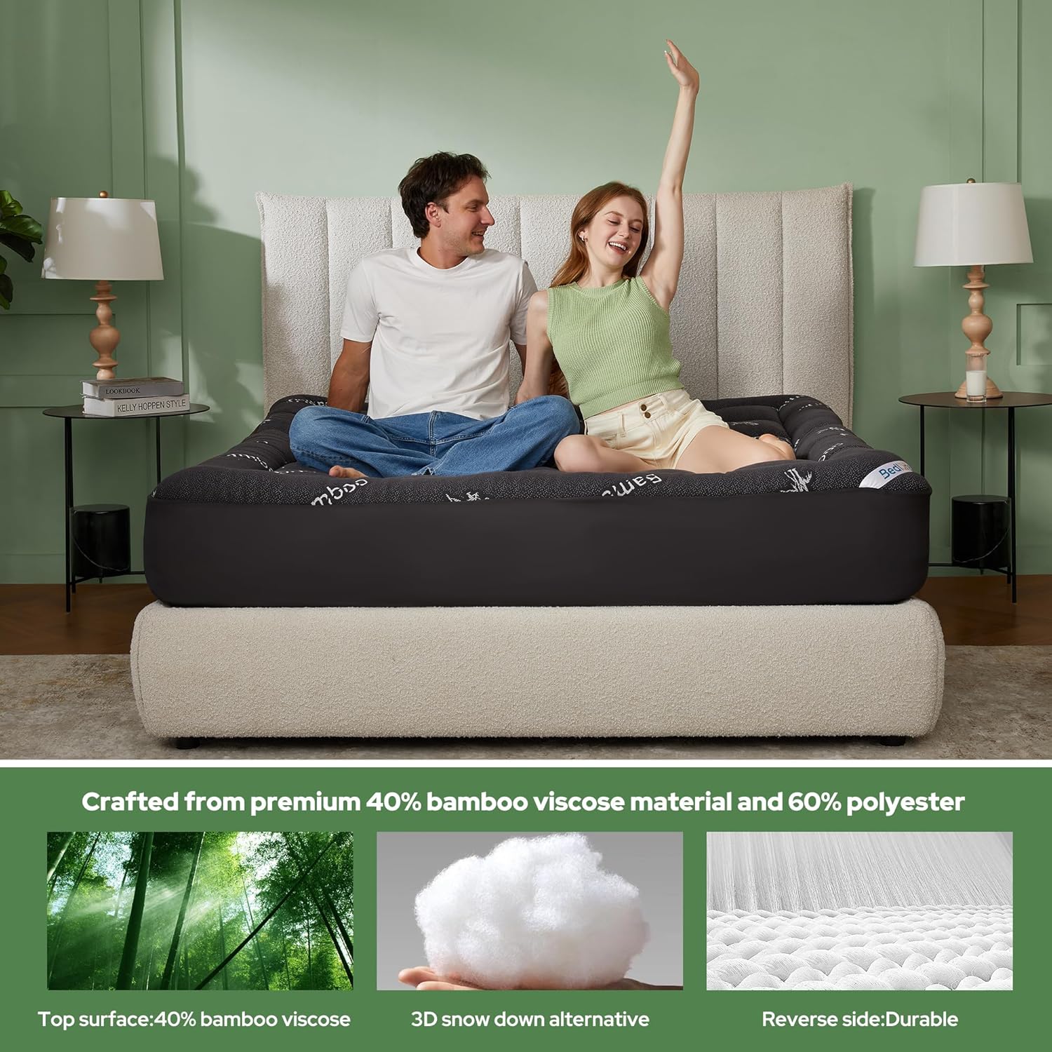 BEDLORE California King Mattress Topper Viscose Derived from Bamboo