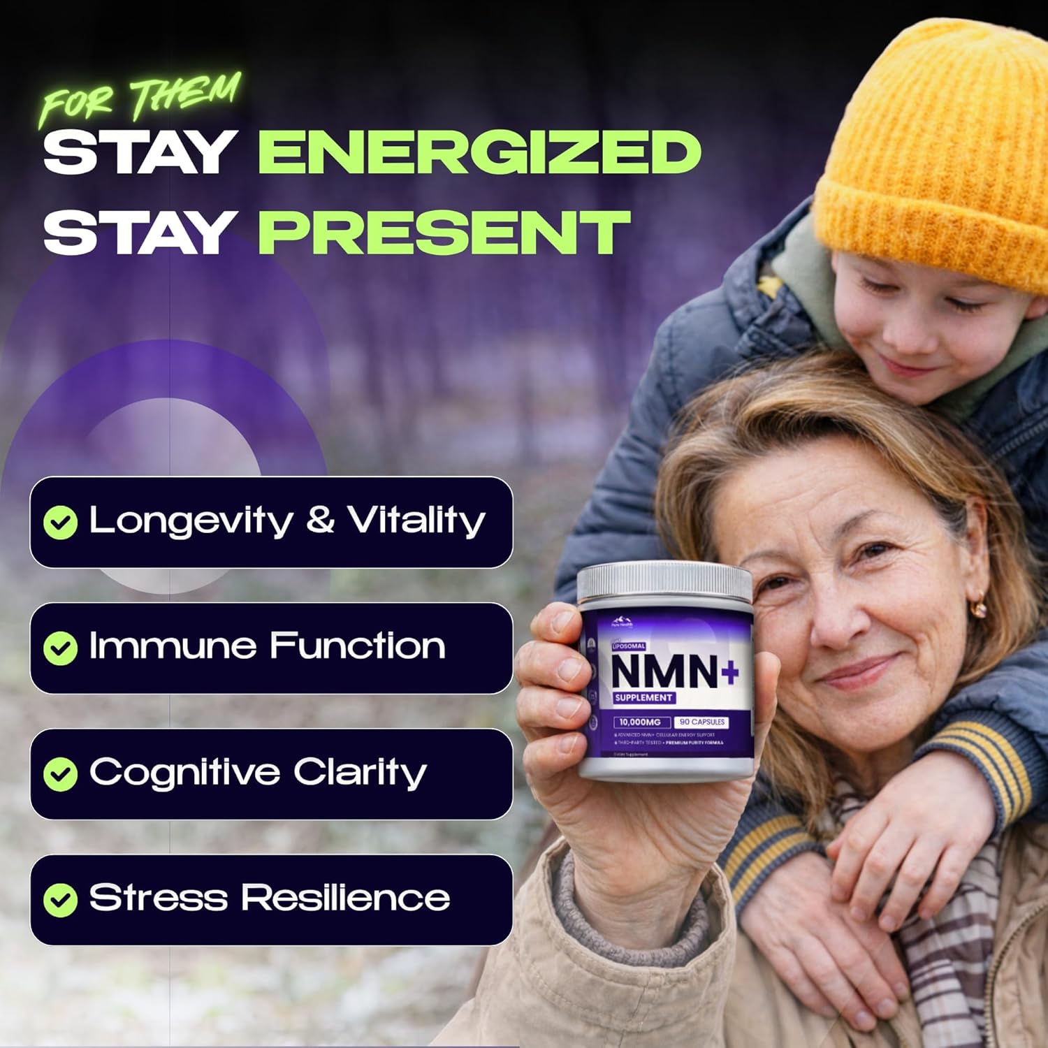 PURE HEALTH MAX NMN Supplement with NAD+ and Resveratrol