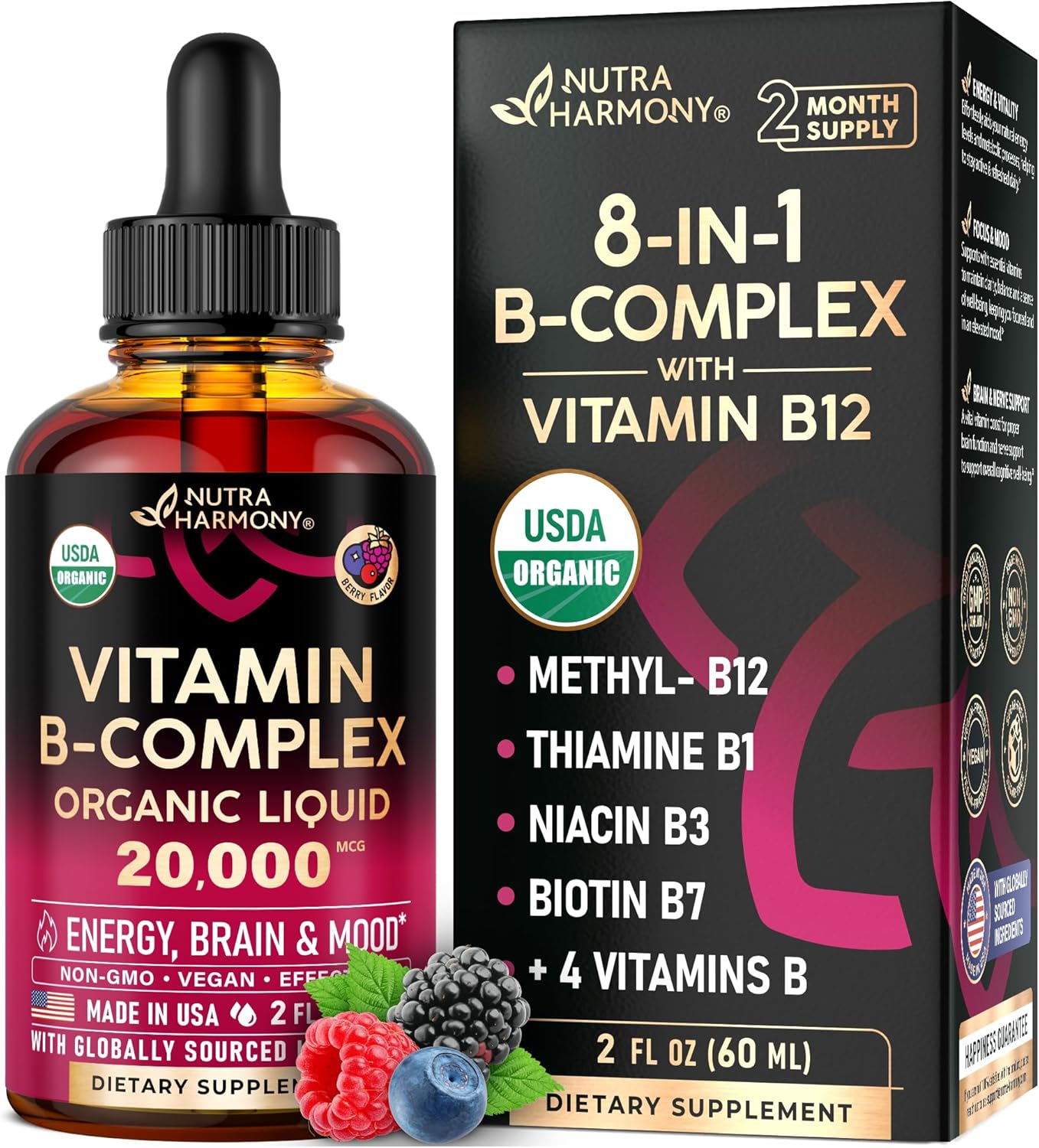 USDA Organic Vitamin B-Complex B5 Pantothenic Acid