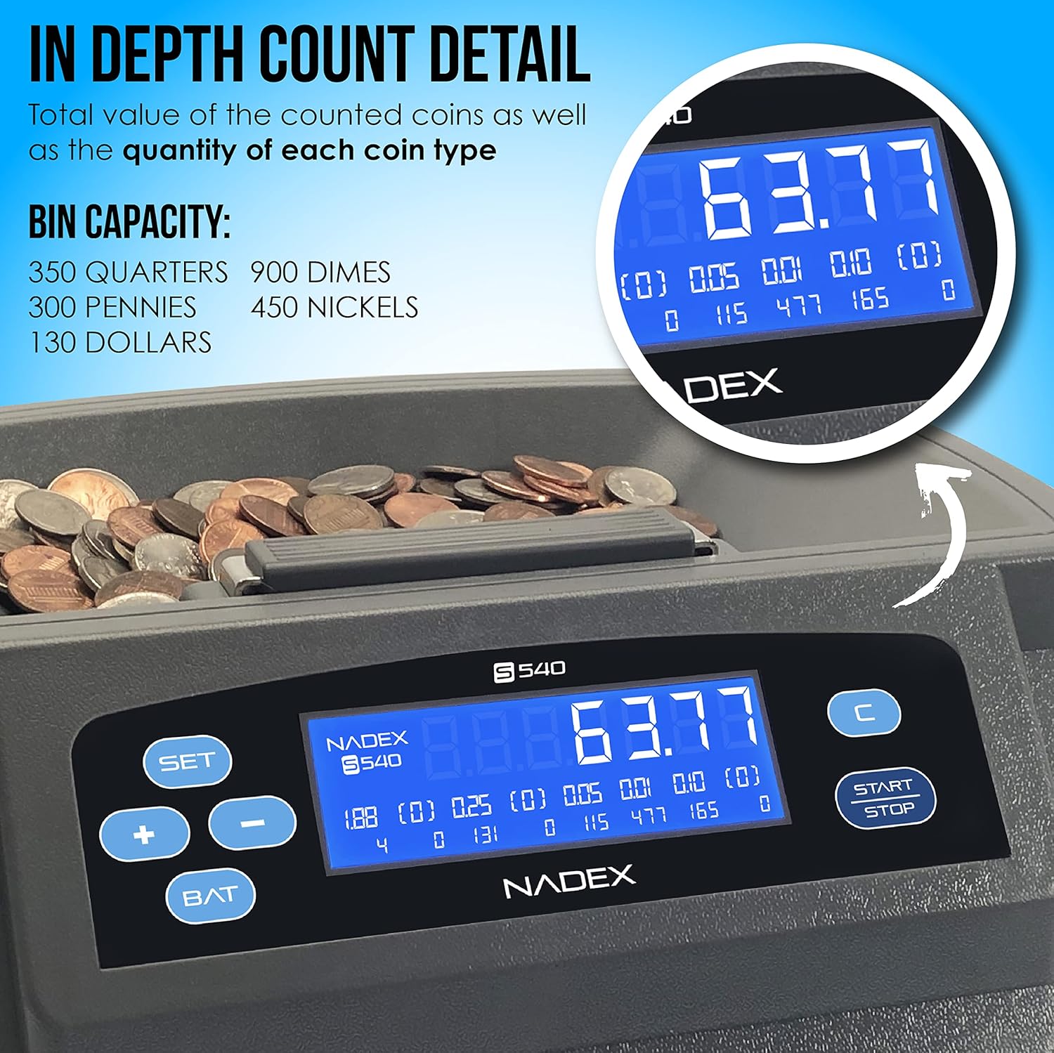 Nadex S540 Pro | Coin Counter, Sorter, and Wrapper