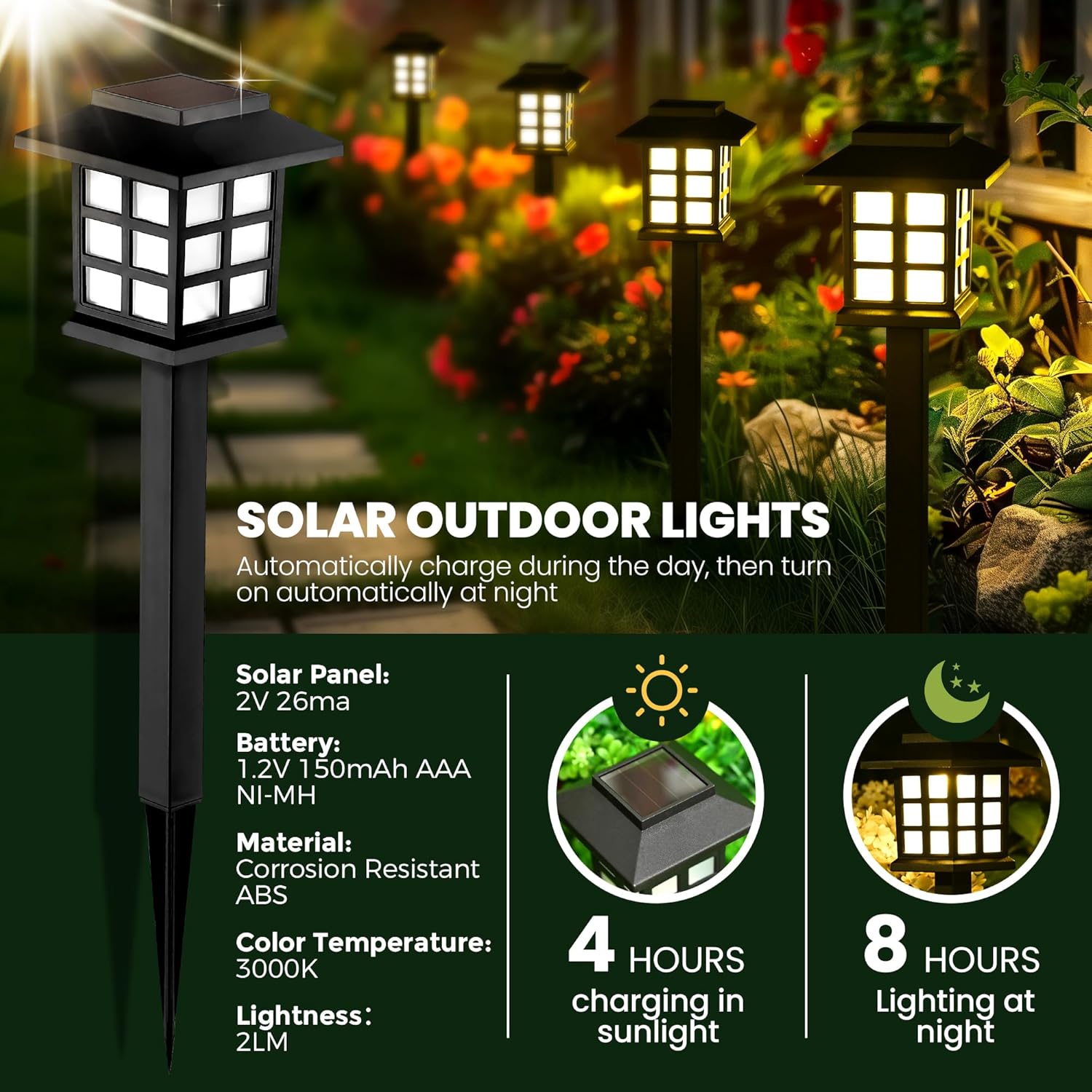 GIGALUMI Solar Outdoor Lights,12 Pack LED Solar Lights Outdoor Waterproof