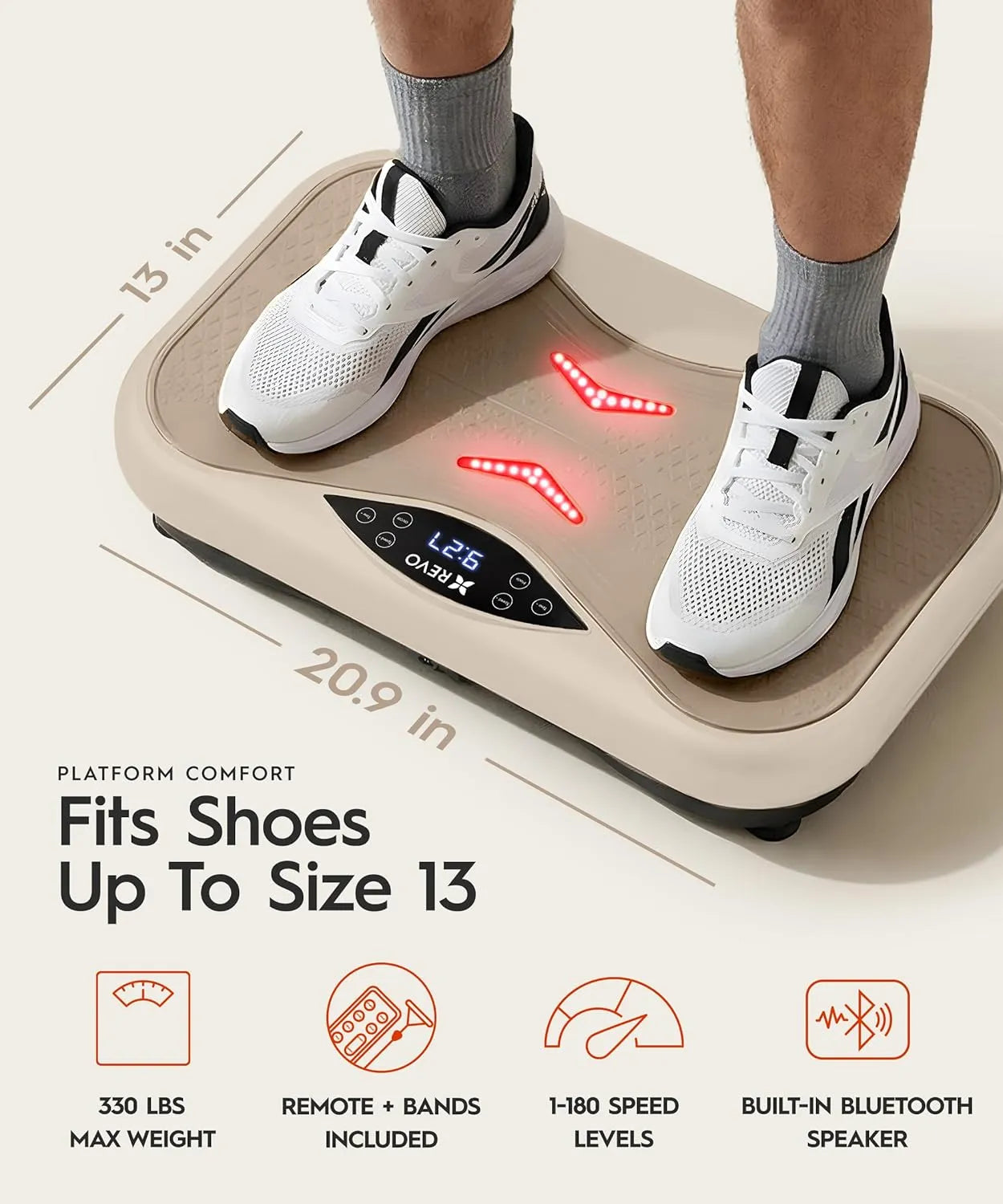 REVO Wave Board with Red Light Therapy | Vibration Plate