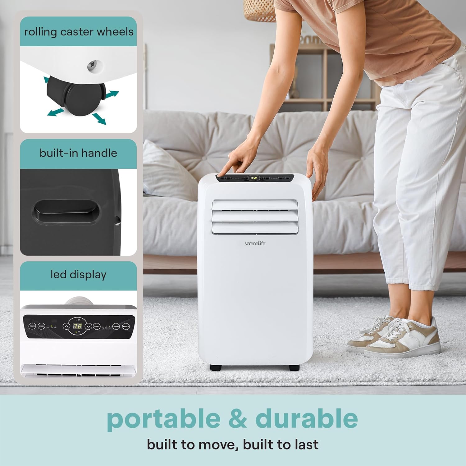 SereneLife Portable Air Conditioner With Heat & Built-in Dehumidifier
