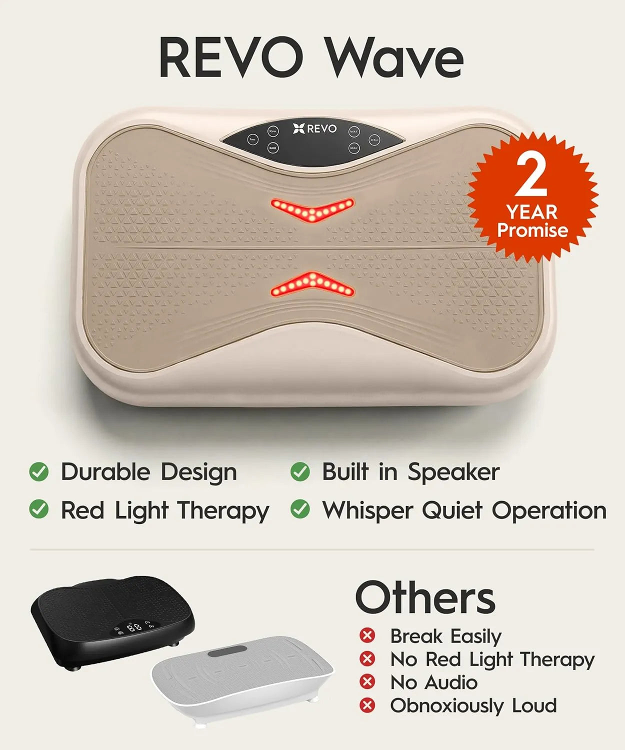 REVO Wave Board with Red Light Therapy | Vibration Plate