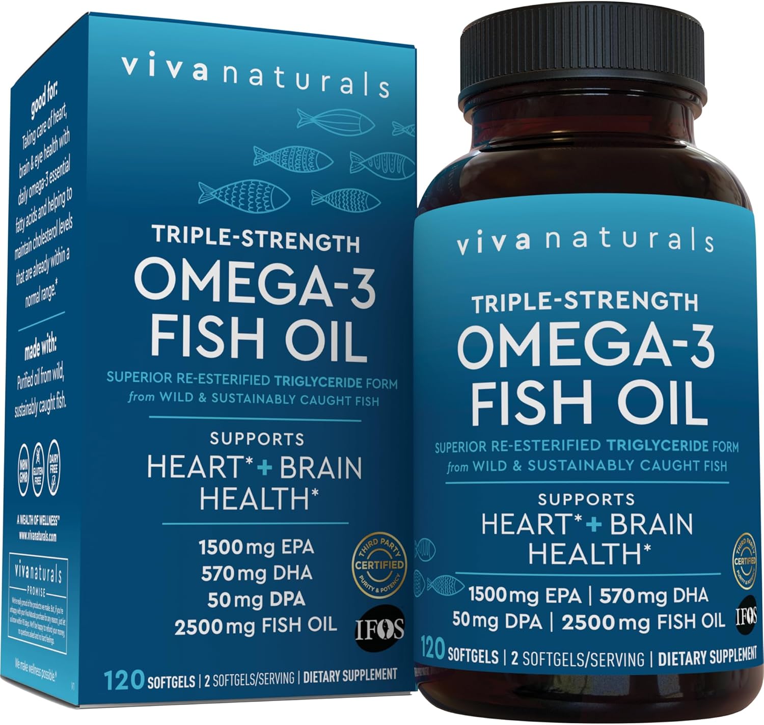 Viva Naturals Omega 3 Fish Oil Supplement for Women and Men
