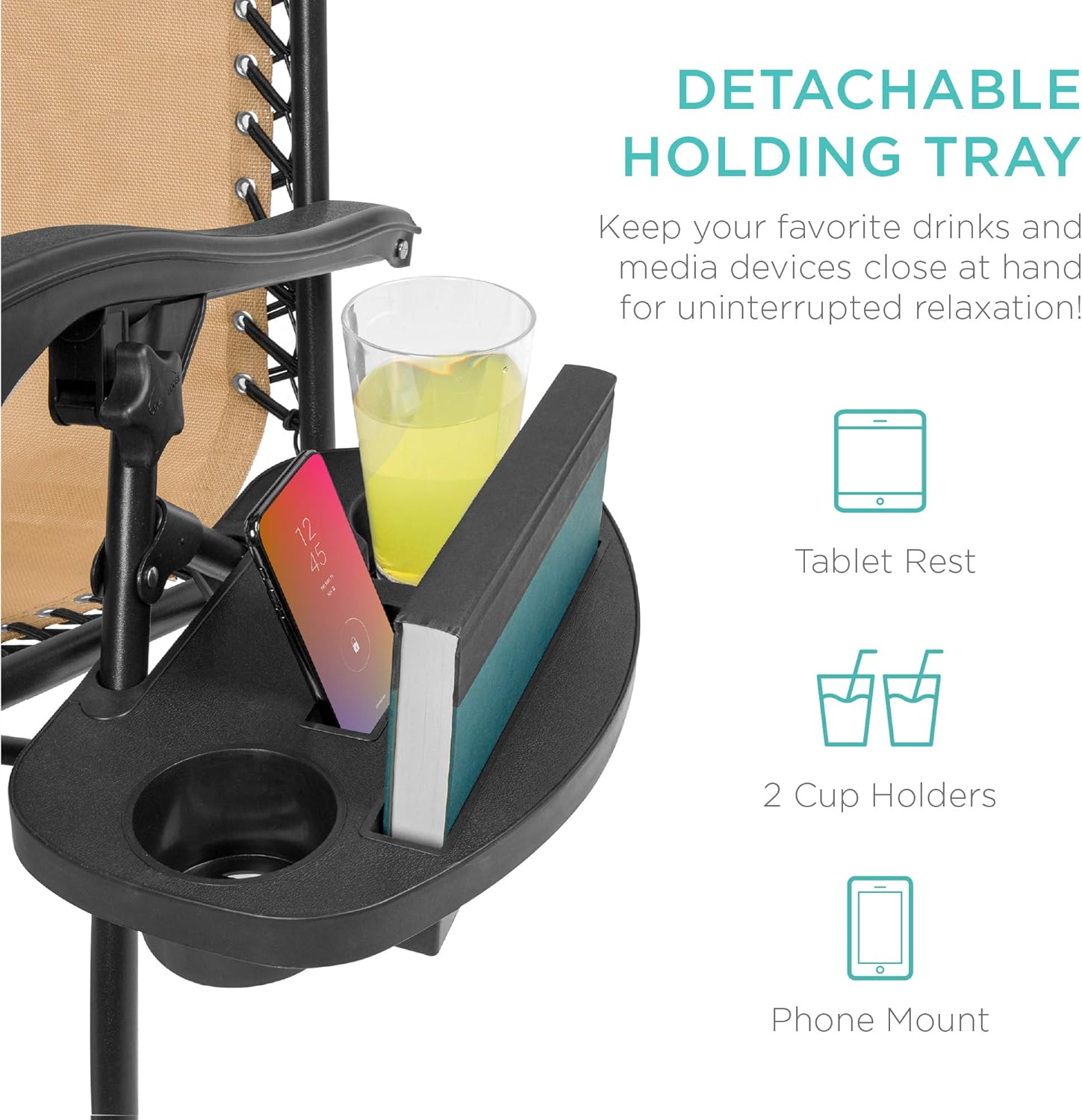 Best Choice Products Set of 2 Adjustable Steel Mesh Zero Gravity Lounge Chair Recliners w/Pillows and Cup Holder Trays