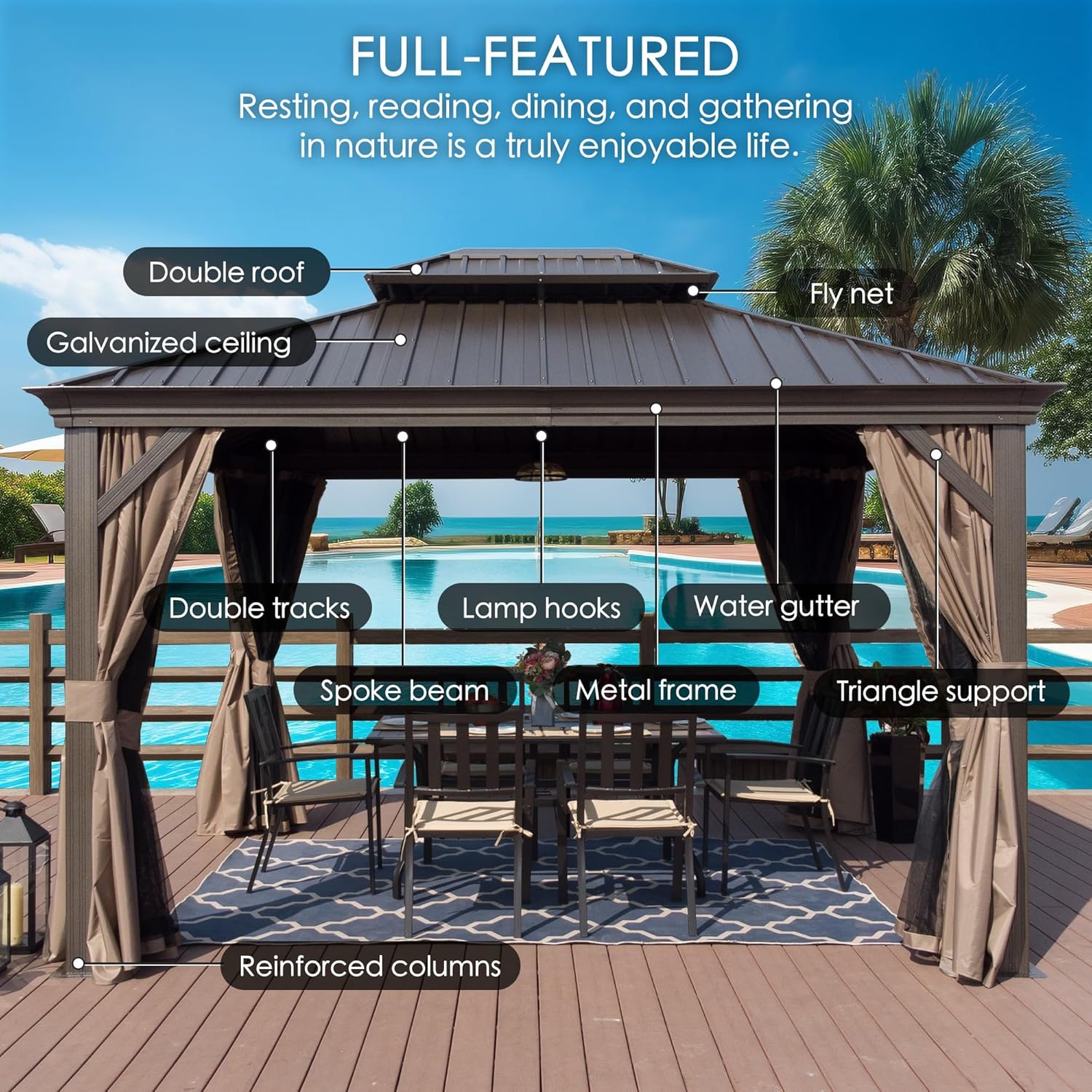 Kozyard Alexander 10' x 12' Hardtop Gazebo