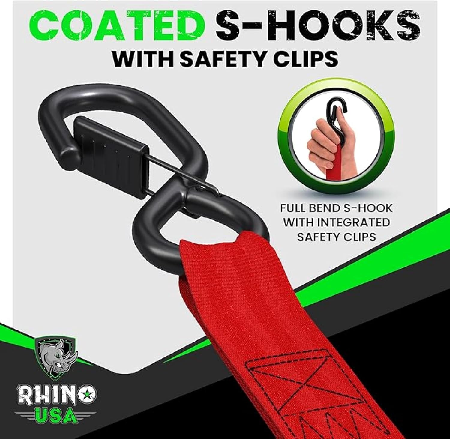 Rhino USA Retractable Ratchet Straps (4-Pack)