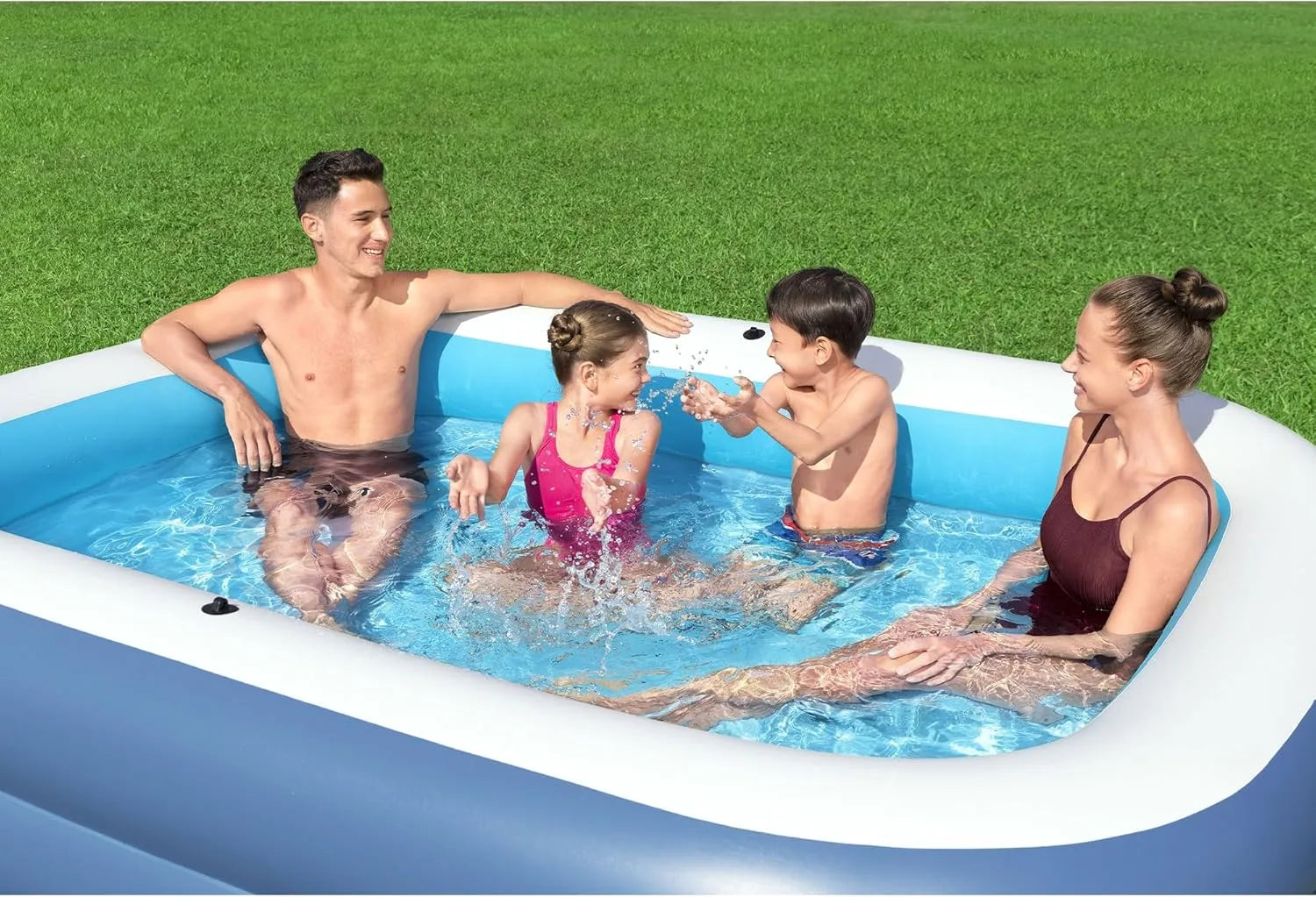 H2OGO! 8 Foot 4 Inch x 70 Inch Summer Bliss Shaded Inflatable Family Pool for Kids