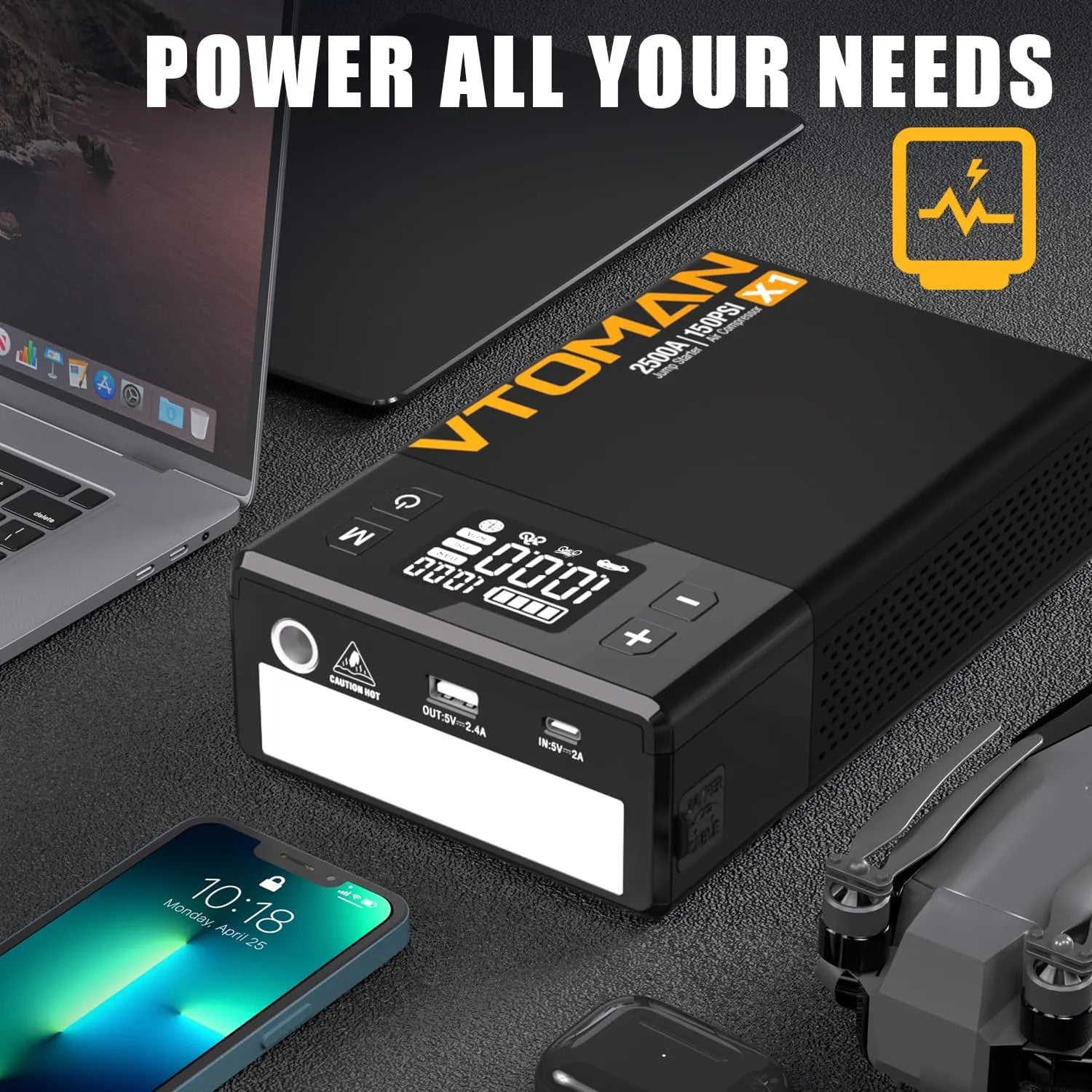 VTOMAN X1 Jump Starter with Air Compressor