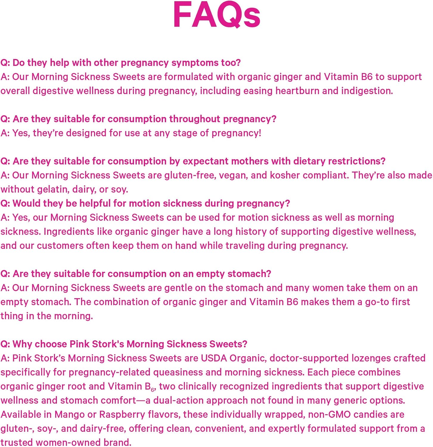 Pink Stork Morning Sickness Sweets