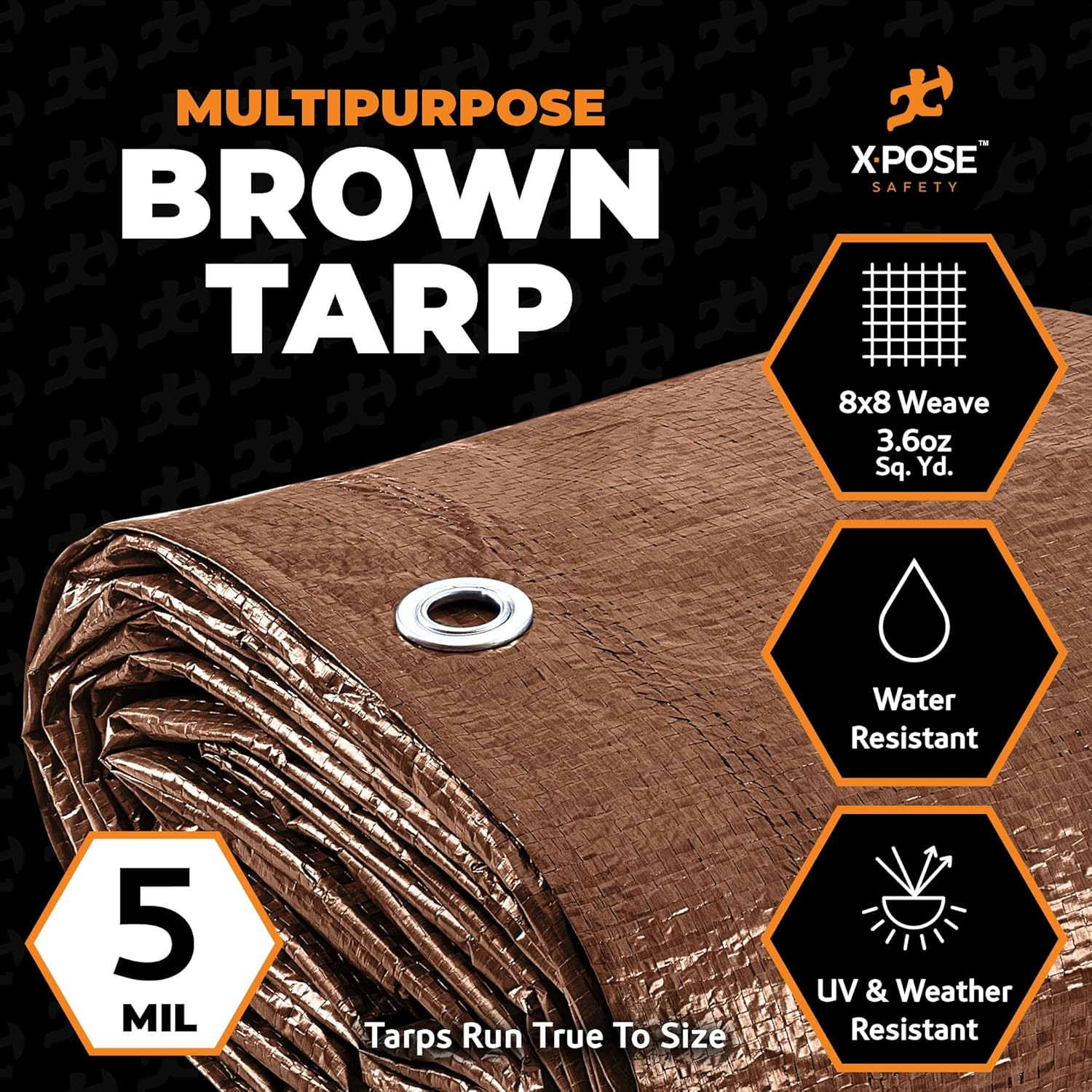 Multipurpose Protective Cover Brown Poly Tarp 30' x 40'