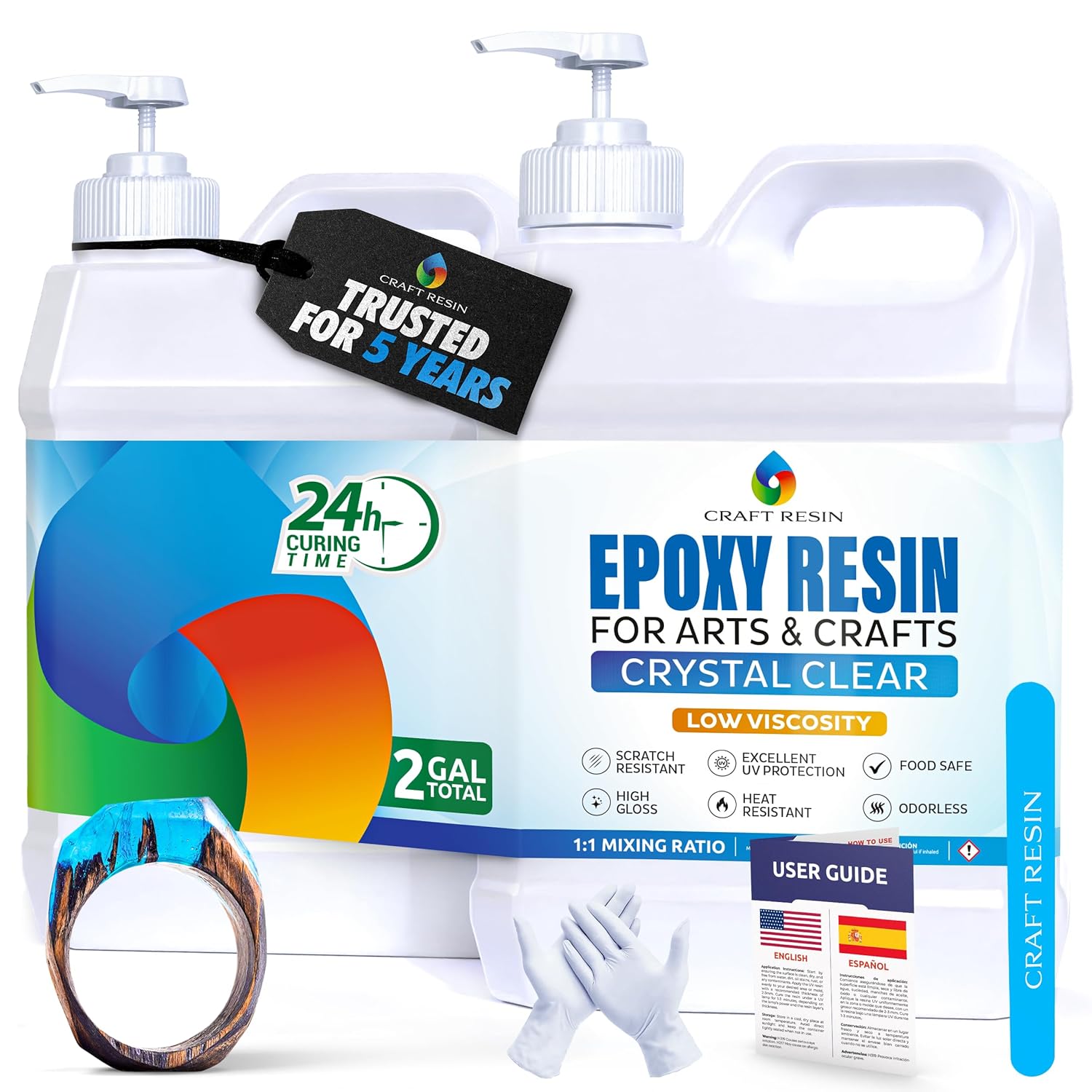 CRAFT RESIN 2 Gallon Crystal Clear Epoxy Resin Kit