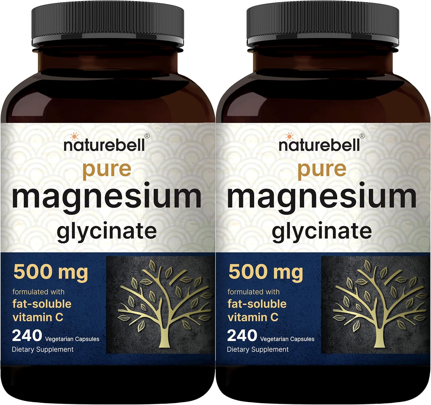 Pure Magnesium Glycinate 500mg with Fat Soluble Vitamin C