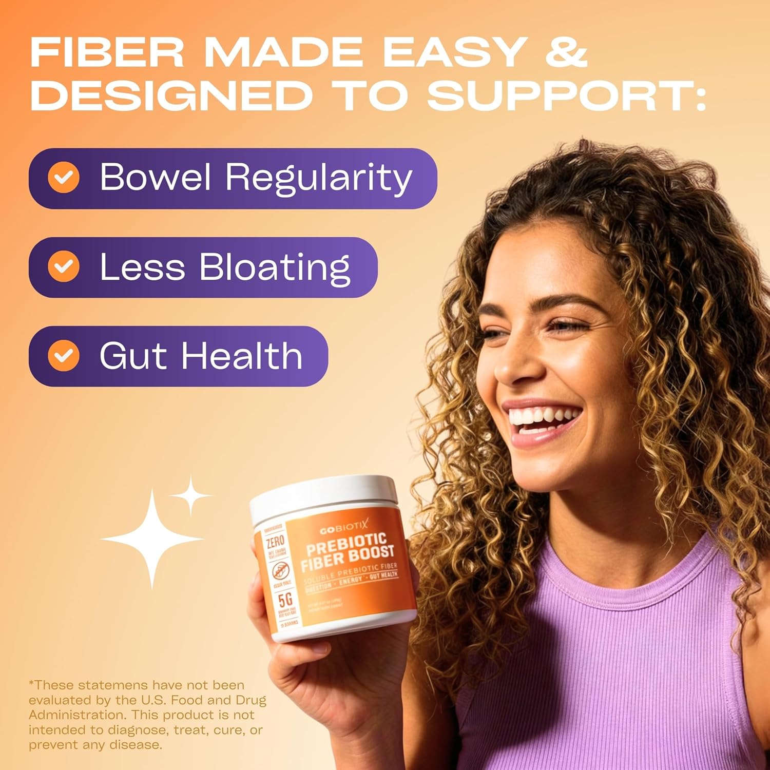 GOBIOTIX Fiber Supplement Powder with Prebiotics for Digestive Health